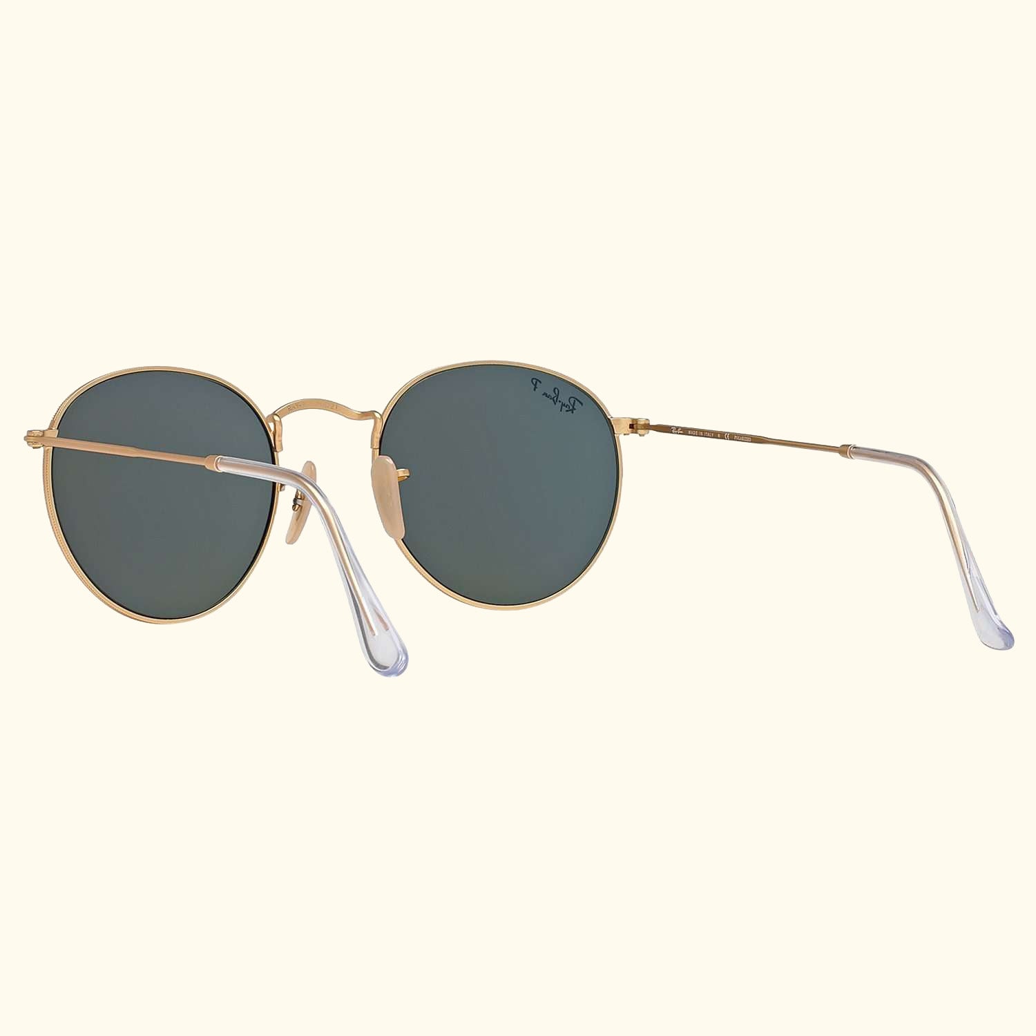 RB3447 Polarised Round Sunglasses, Gold/Dark Green