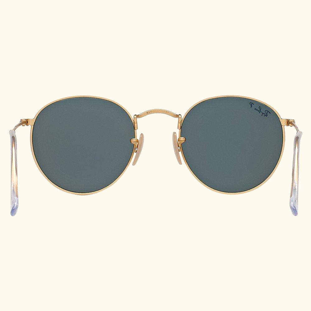 RB3447 Polarised Round Sunglasses, Gold/Dark Green
