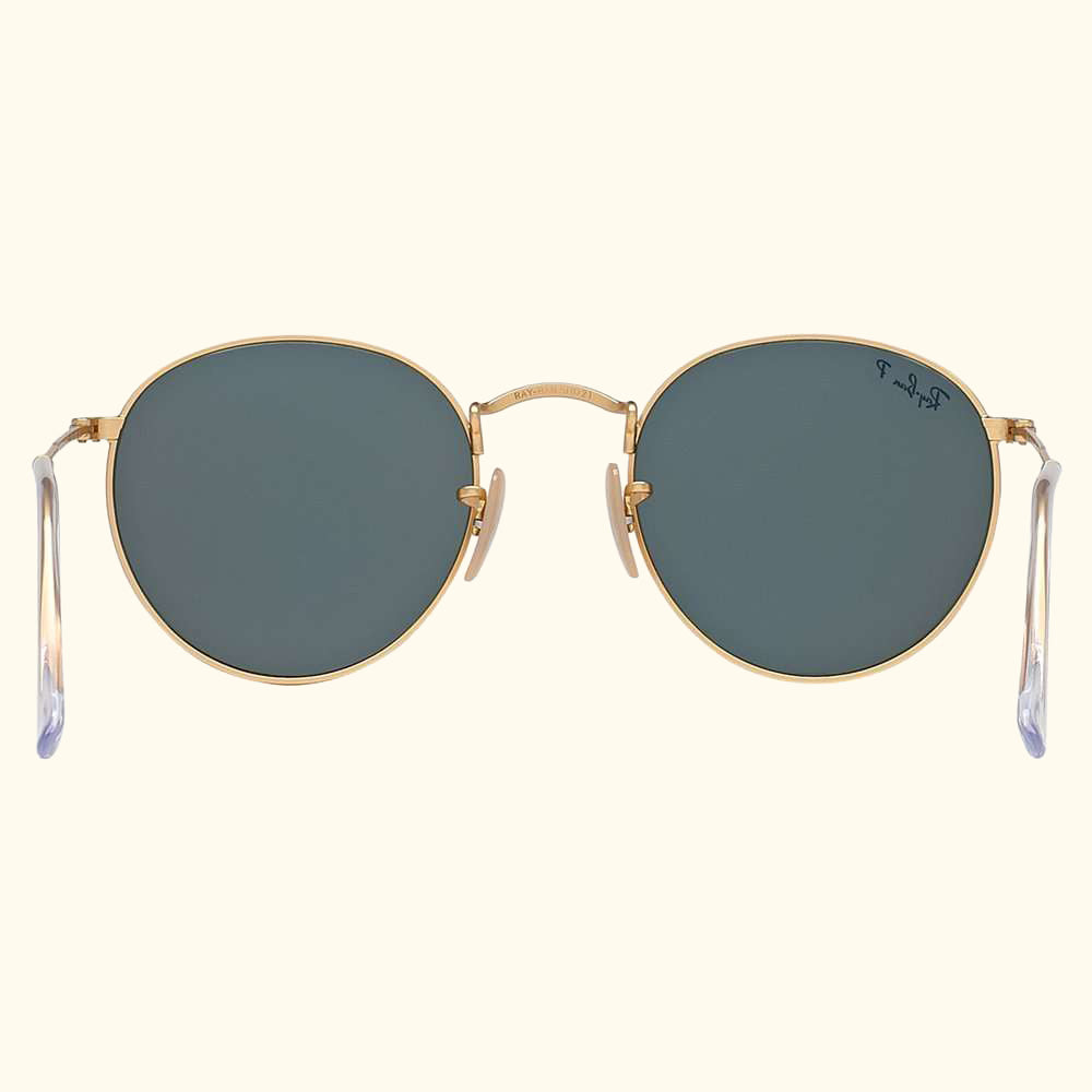 RB3447 Polarised Round Sunglasses, Gold/Dark Green