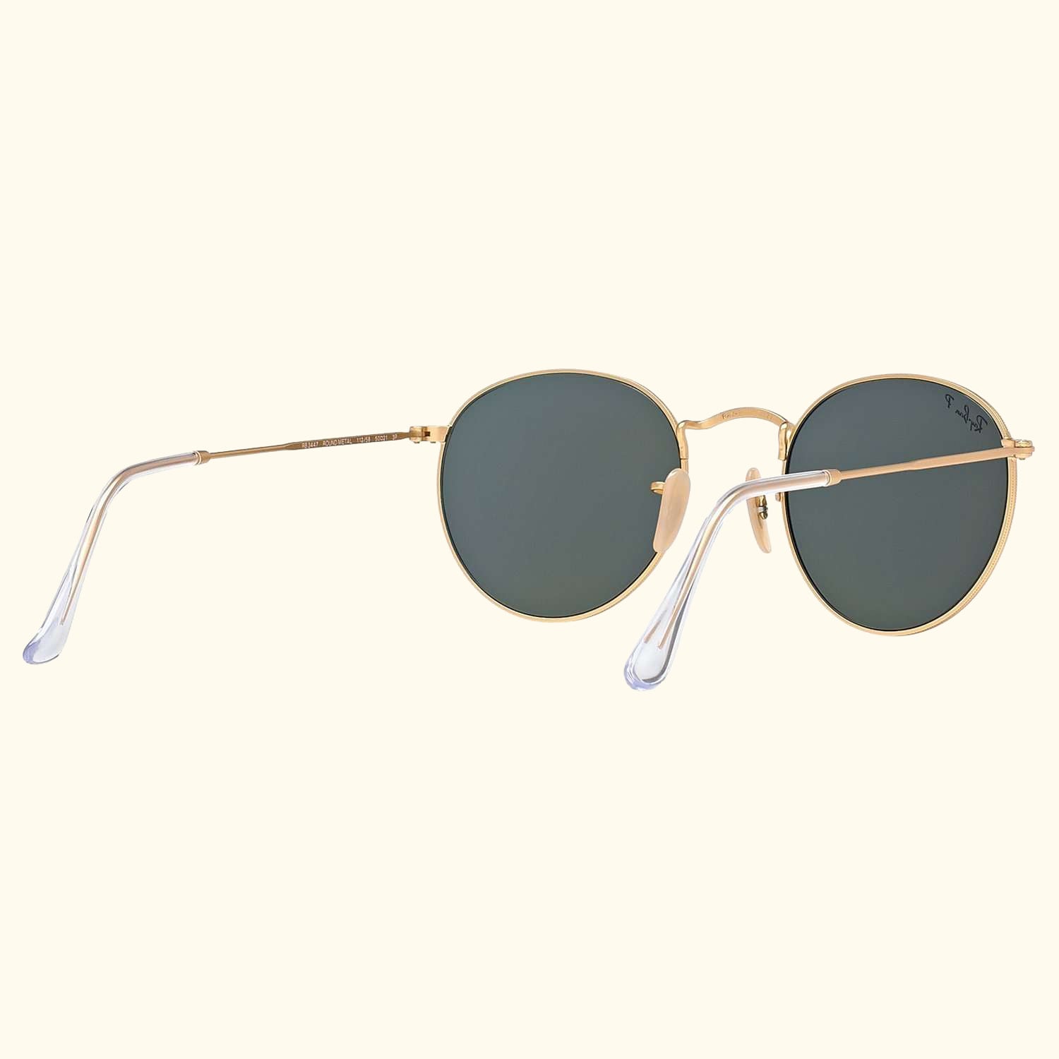 RB3447 Polarised Round Sunglasses, Gold/Dark Green