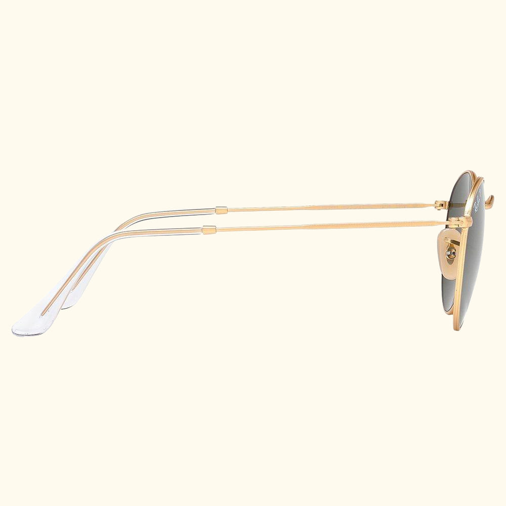 RB3447 Polarised Round Sunglasses, Gold/Dark Green