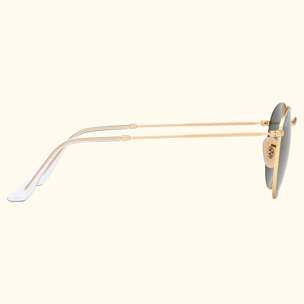 RB3447 Polarised Round Sunglasses, Gold/Dark Green