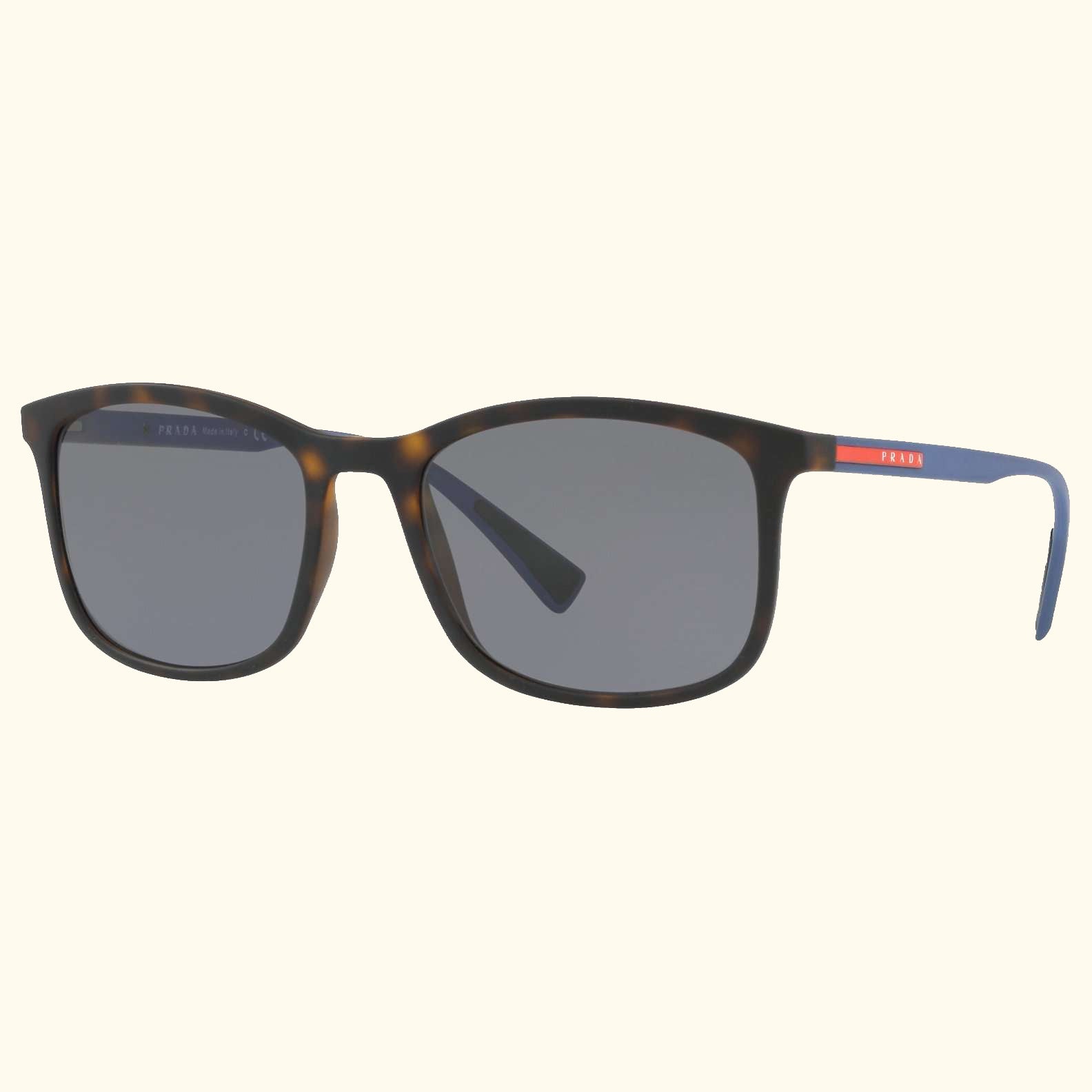 Linea Rossa PS 01TS Men's Polarised Rectangular Sunglasses, Tortoise/Grey
