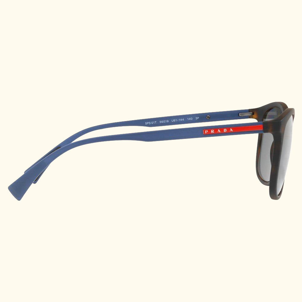 Linea Rossa PS 01TS Men's Polarised Rectangular Sunglasses, Tortoise/Grey