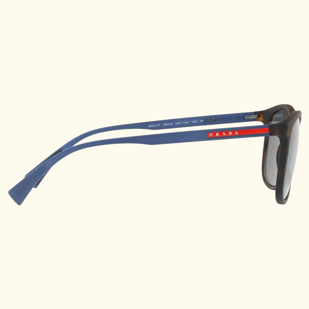 Linea Rossa PS 01TS Men's Polarised Rectangular Sunglasses, Tortoise/Grey