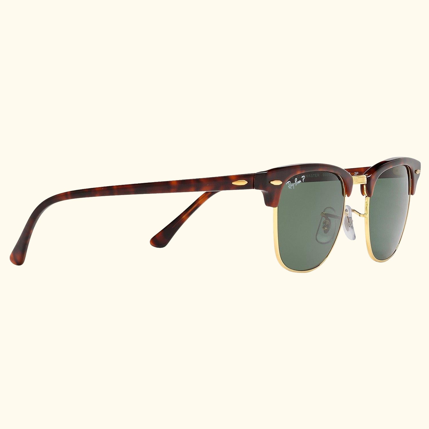 RB3016 Men's Polarised Clubmaster Sunglasses, Tortoise/Green