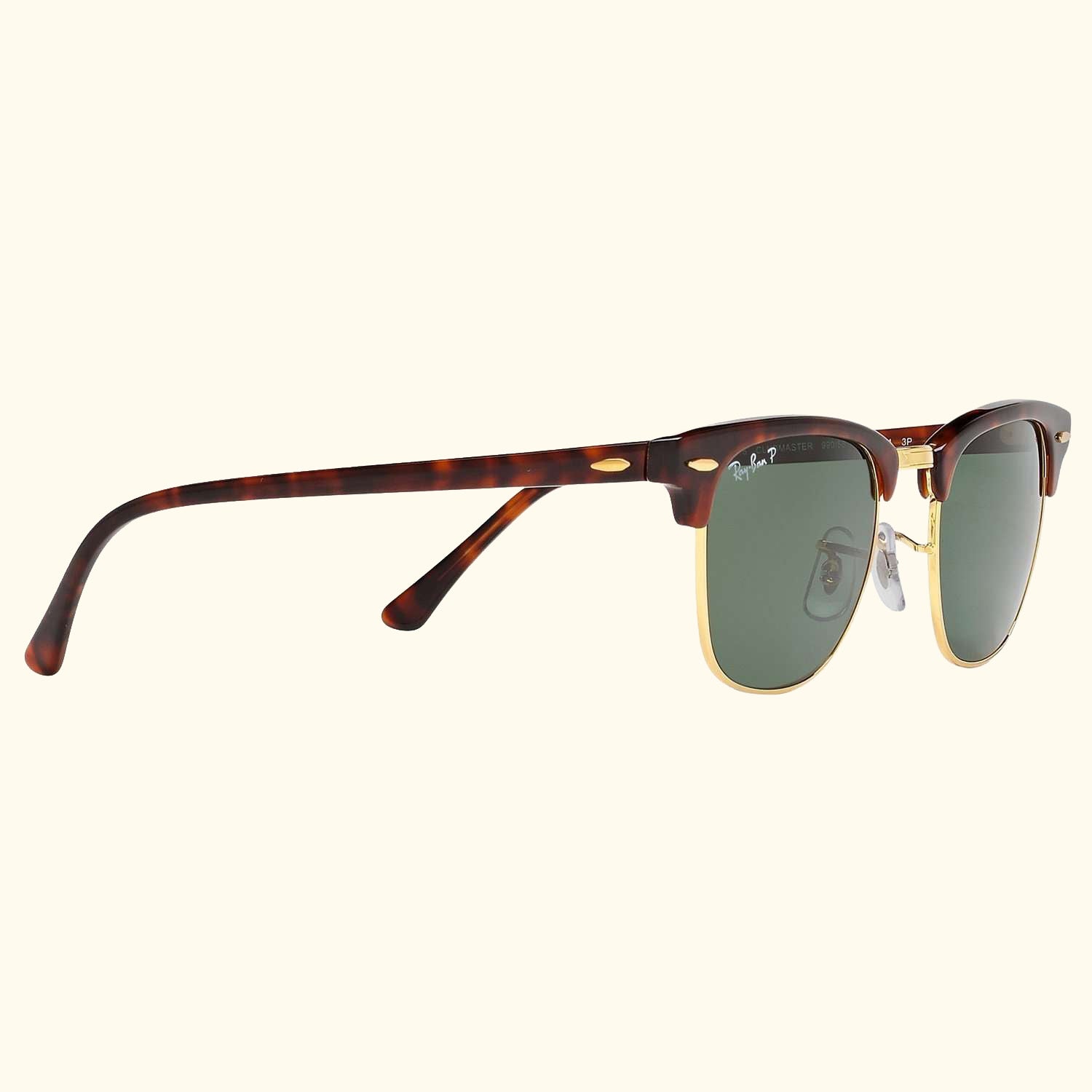 RB3016 Men's Polarised Clubmaster Sunglasses, Tortoise/Green