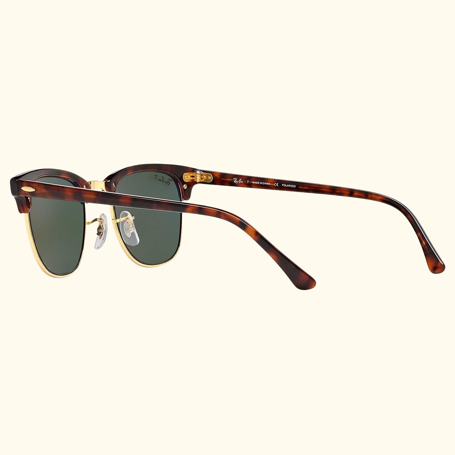 RB3016 Men's Polarised Clubmaster Sunglasses, Tortoise/Green