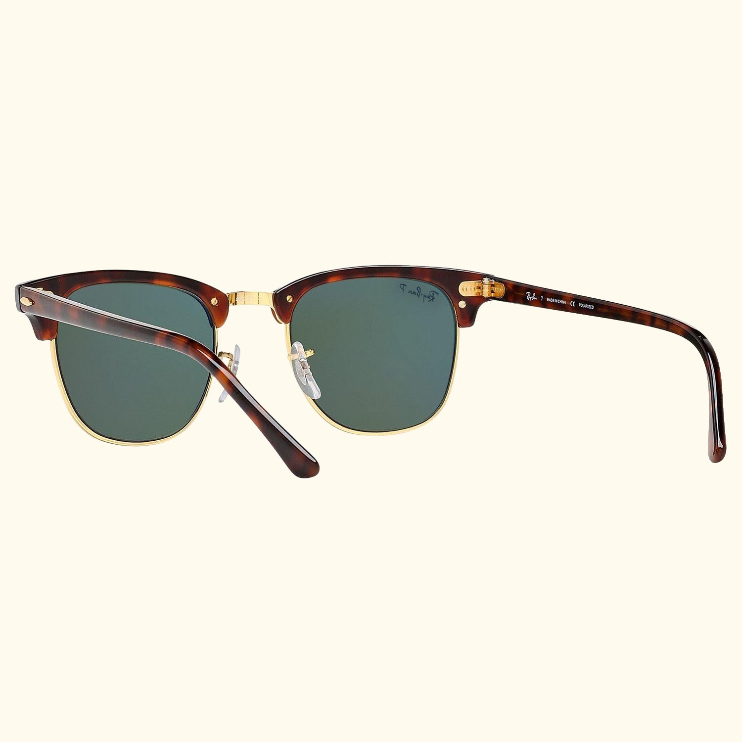 RB3016 Men's Polarised Clubmaster Sunglasses, Tortoise/Green