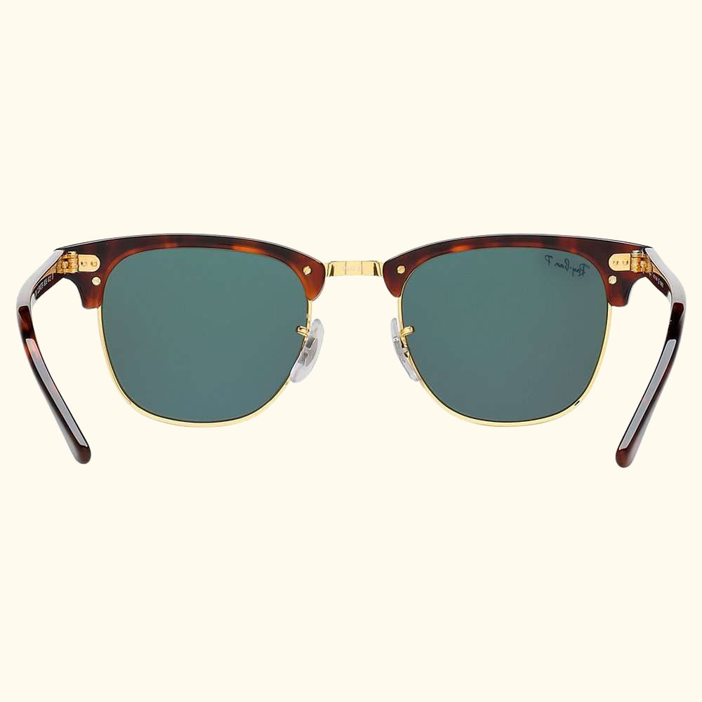RB3016 Men's Polarised Clubmaster Sunglasses, Tortoise/Green
