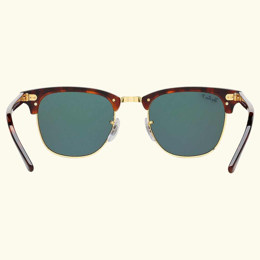 RB3016 Men's Polarised Clubmaster Sunglasses, Tortoise/Green