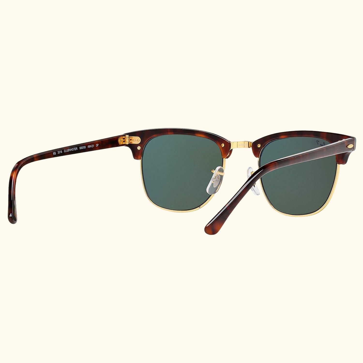 RB3016 Men's Polarised Clubmaster Sunglasses, Tortoise/Green
