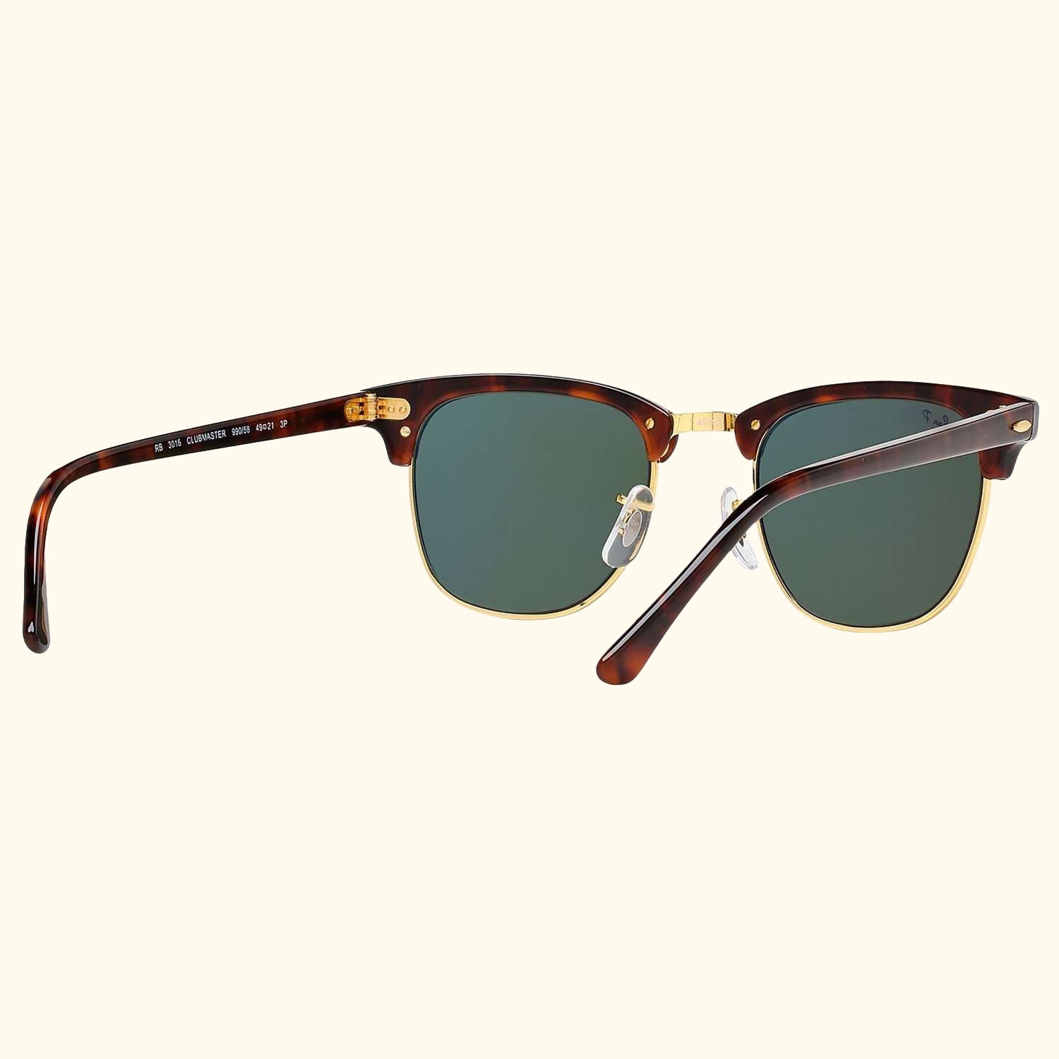 RB3016 Men's Polarised Clubmaster Sunglasses, Tortoise/Green