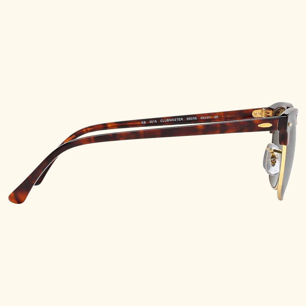 RB3016 Men's Polarised Clubmaster Sunglasses, Tortoise/Green