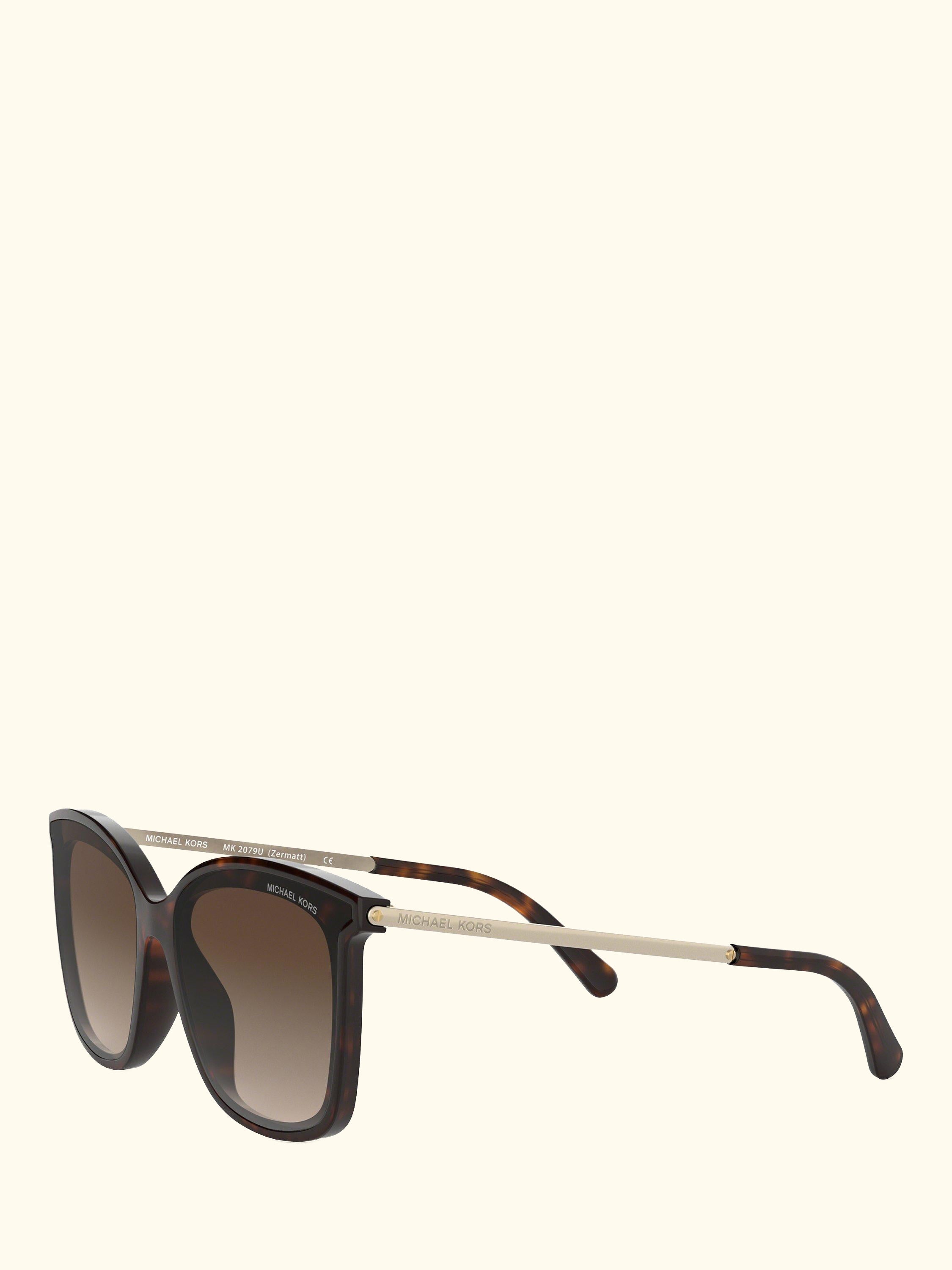 MK2079U Women's Zermatt Square Sunglasses, Dark Tortoise/Brown Gradient