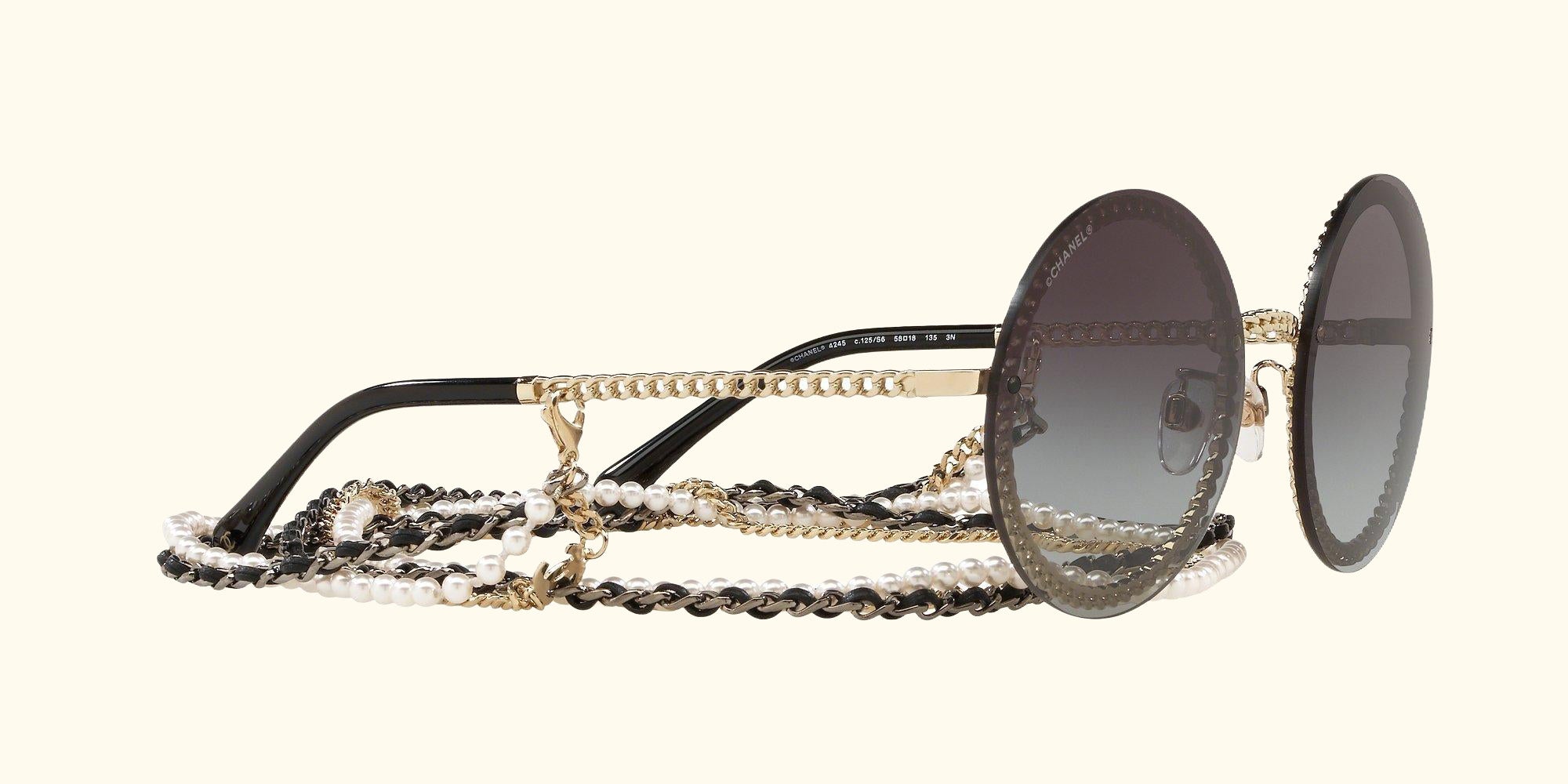 Round Sunglasses CH4245, Pale Gold/Grey Gradient
