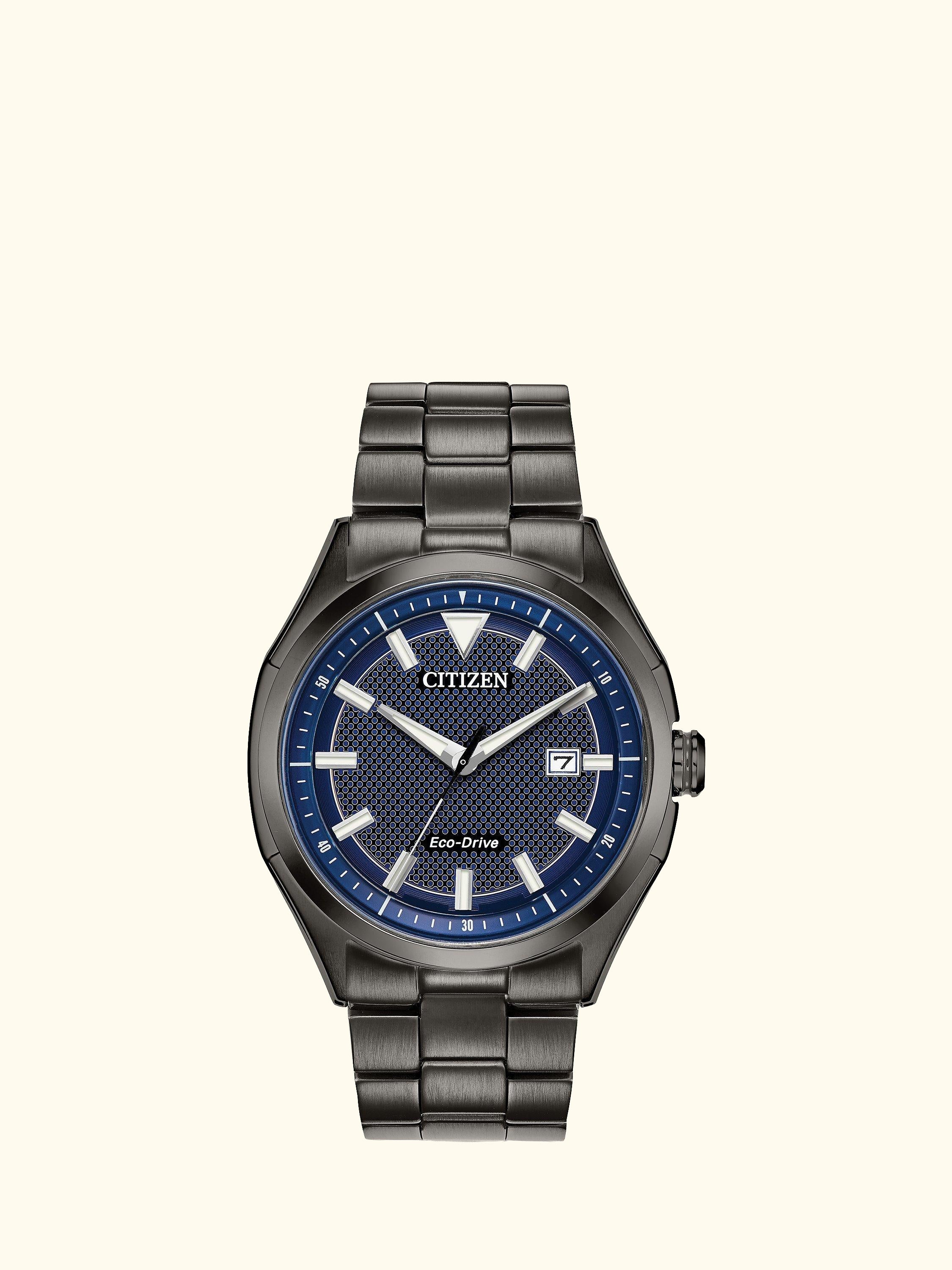AW1147-52L Men's Sport Date Bracelet Strap Watch, Gunmetal/Blue
