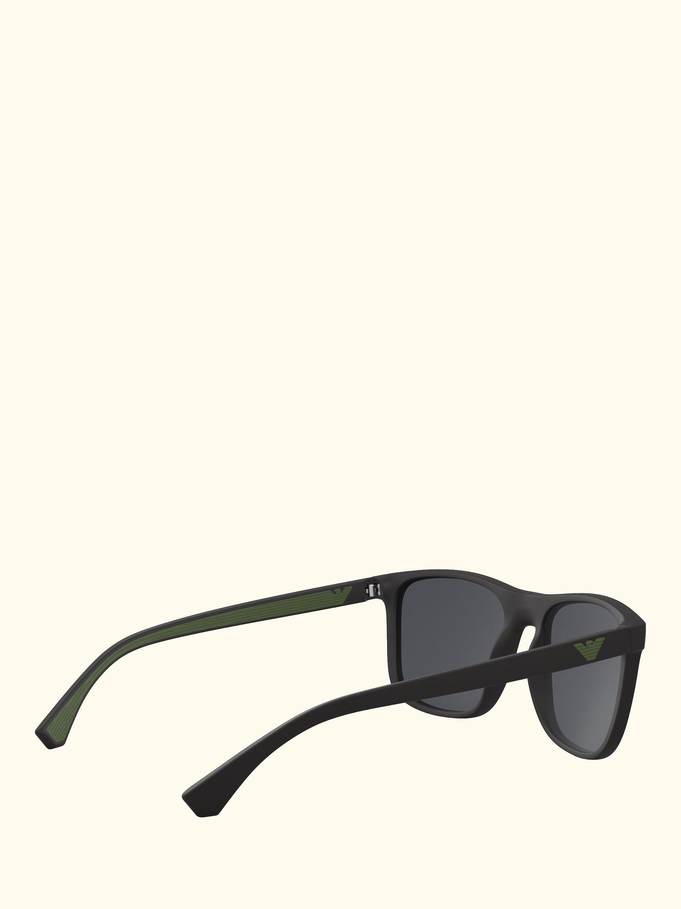 EA4129 Men's Square Sunglasses, Matte Black/Grey