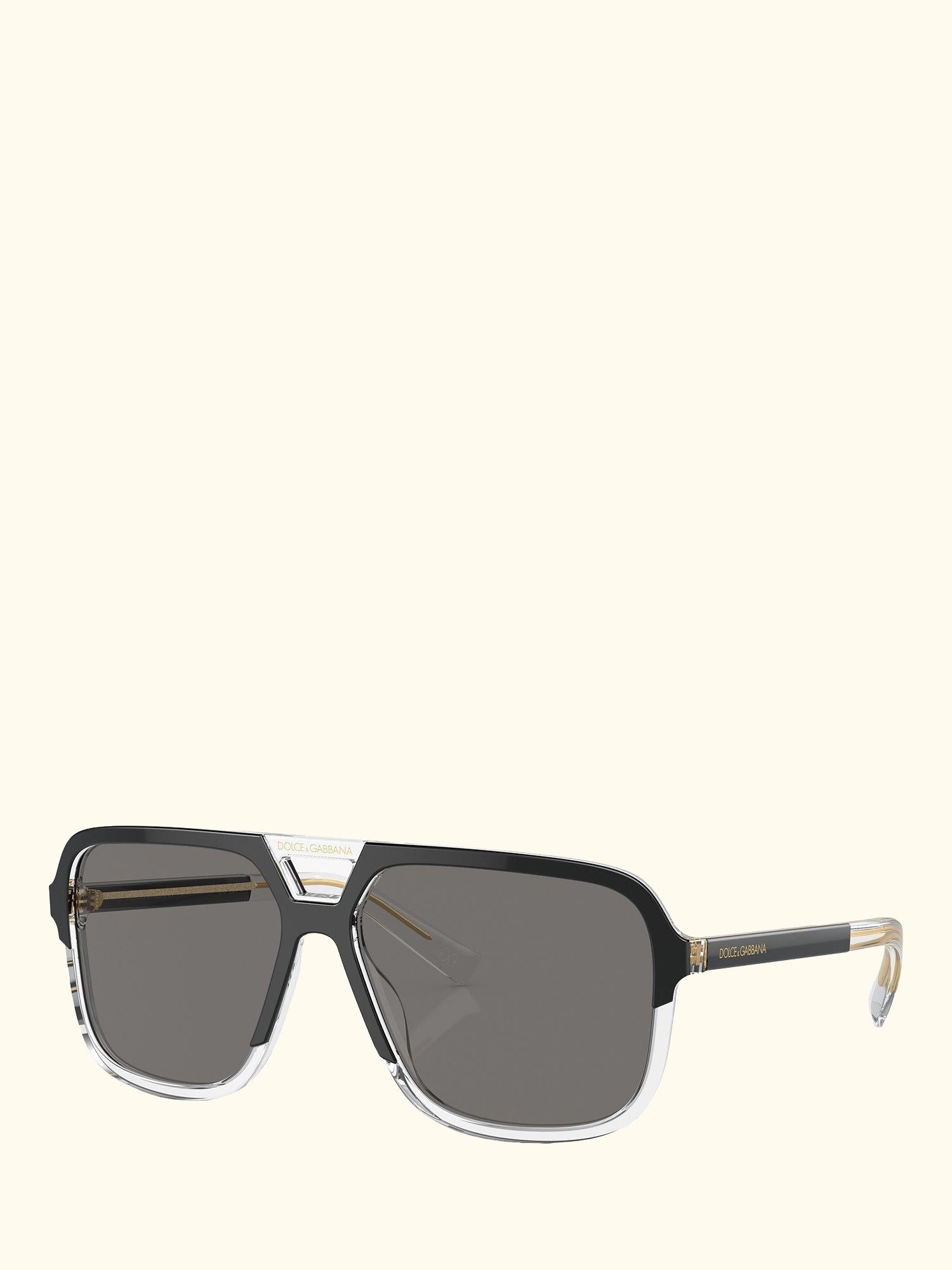 DG4354 Men's Polarised Square Sunglasses, Black Clear/Grey