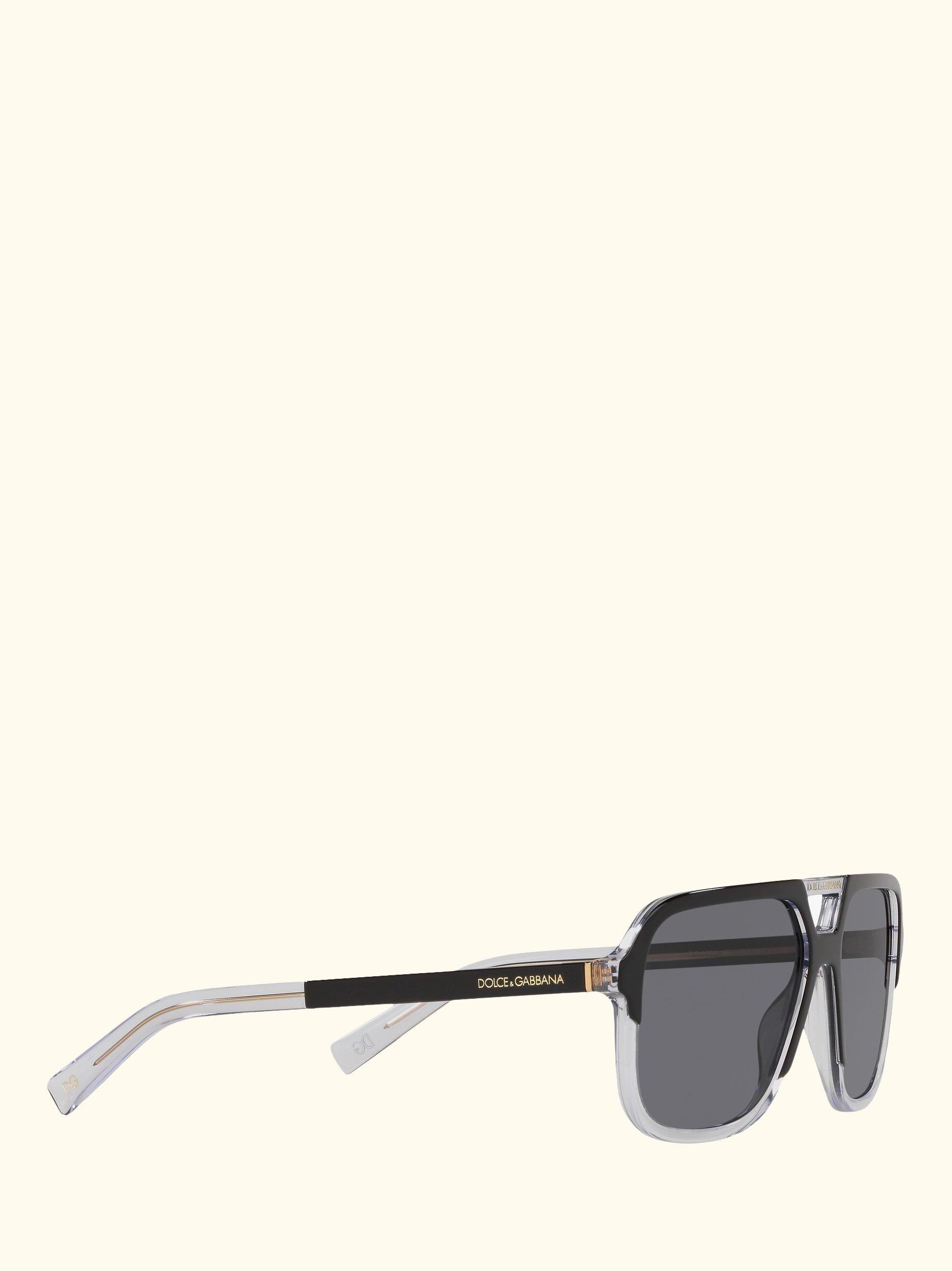 DG4354 Men's Polarised Square Sunglasses, Black Clear/Grey
