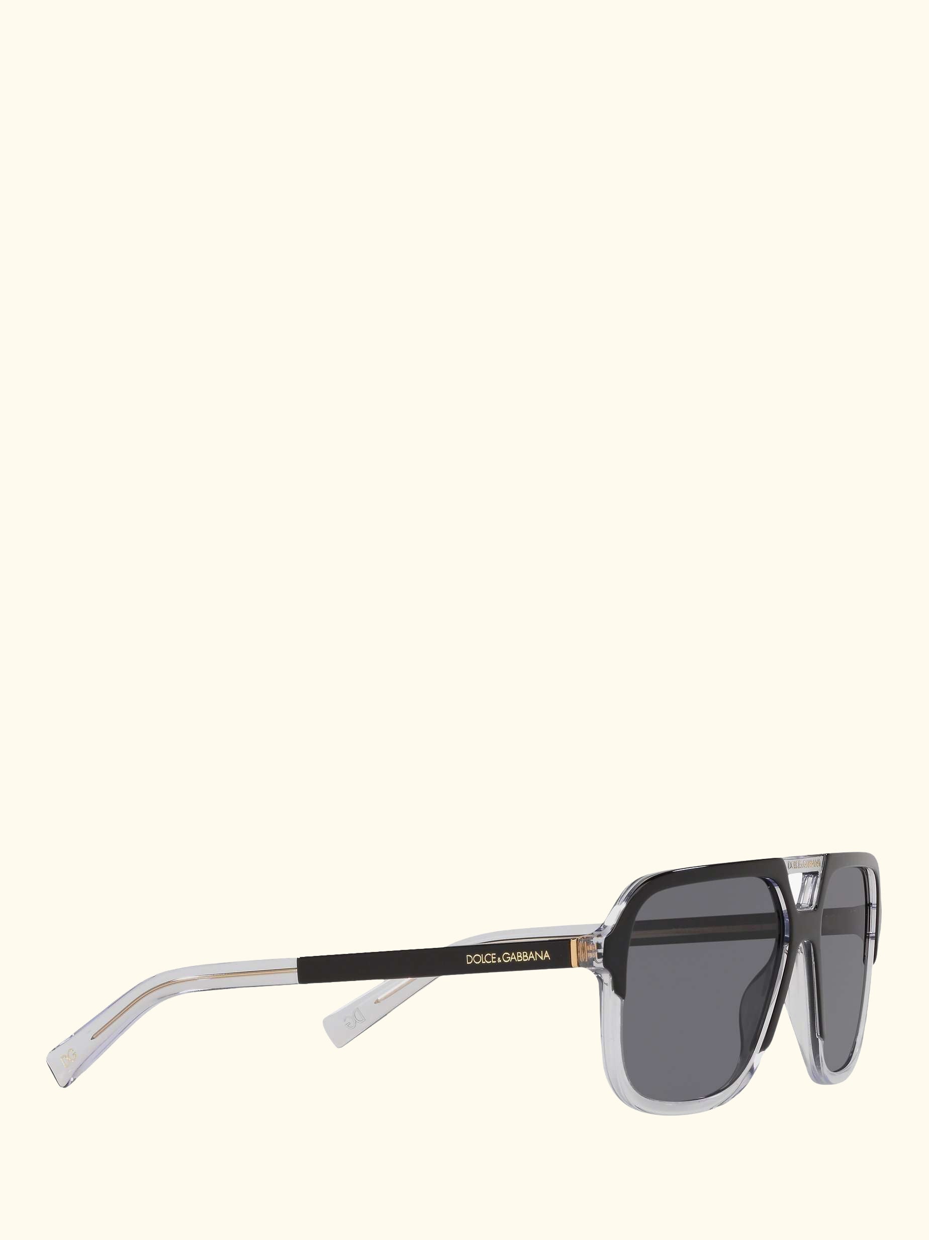 DG4354 Men's Polarised Square Sunglasses, Black Clear/Grey