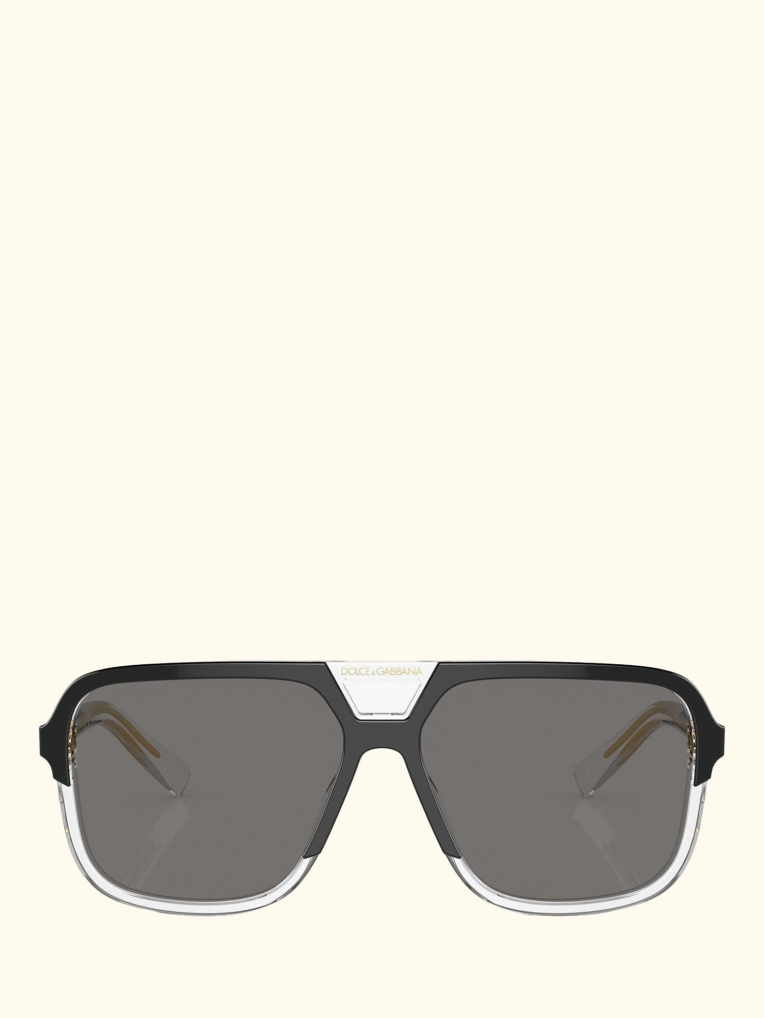 DG4354 Men's Polarised Square Sunglasses, Black Clear/Grey