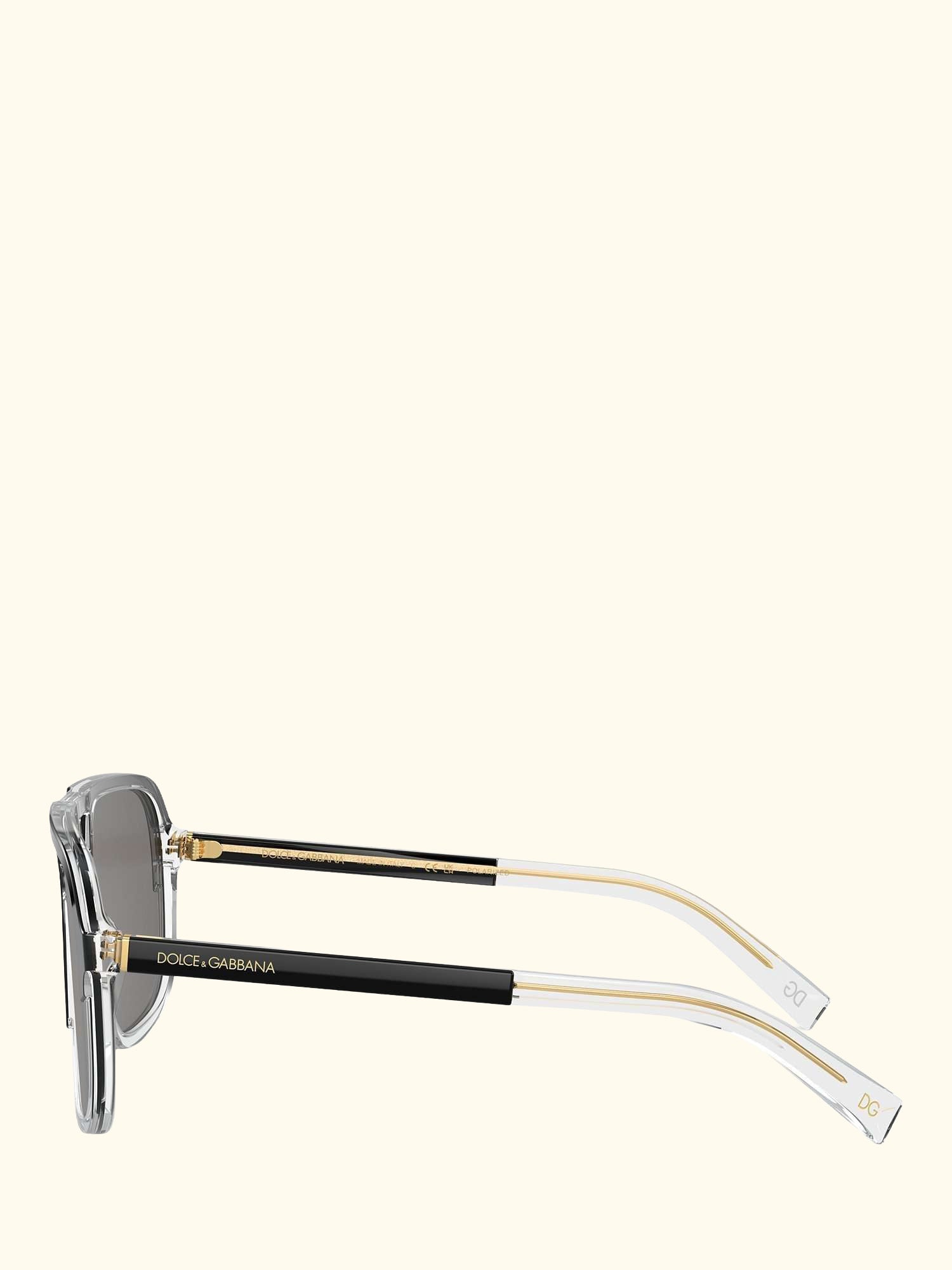 DG4354 Men's Polarised Square Sunglasses, Black Clear/Grey