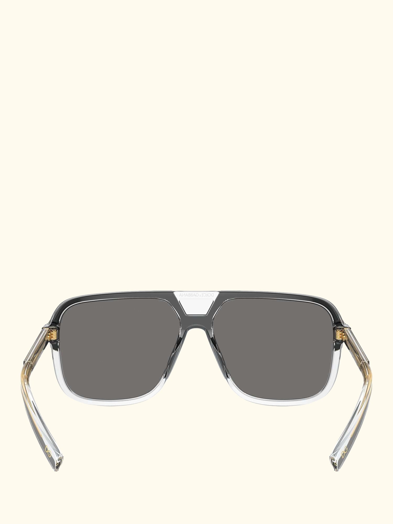 DG4354 Men's Polarised Square Sunglasses, Black Clear/Grey