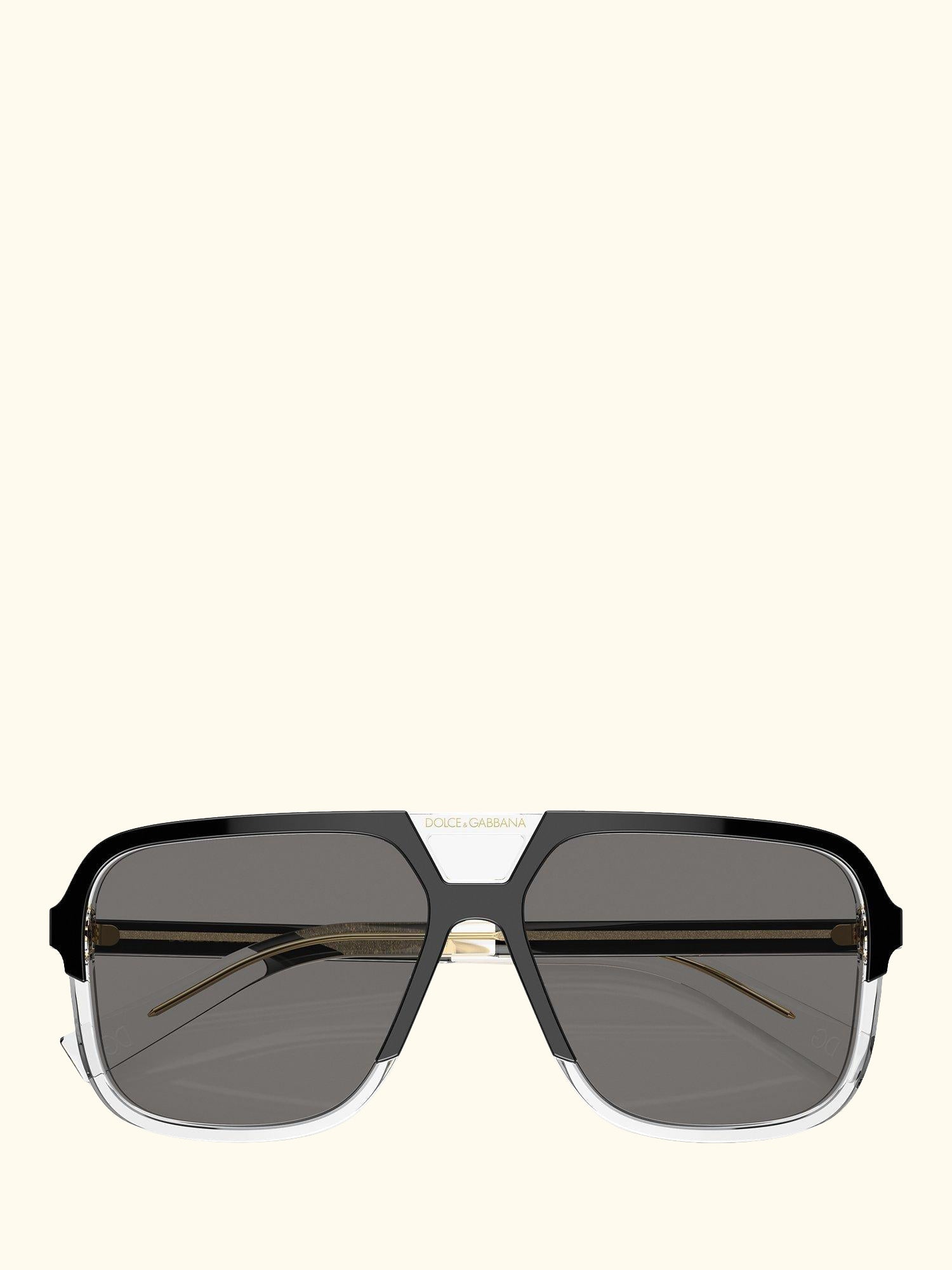DG4354 Men's Polarised Square Sunglasses, Black Clear/Grey