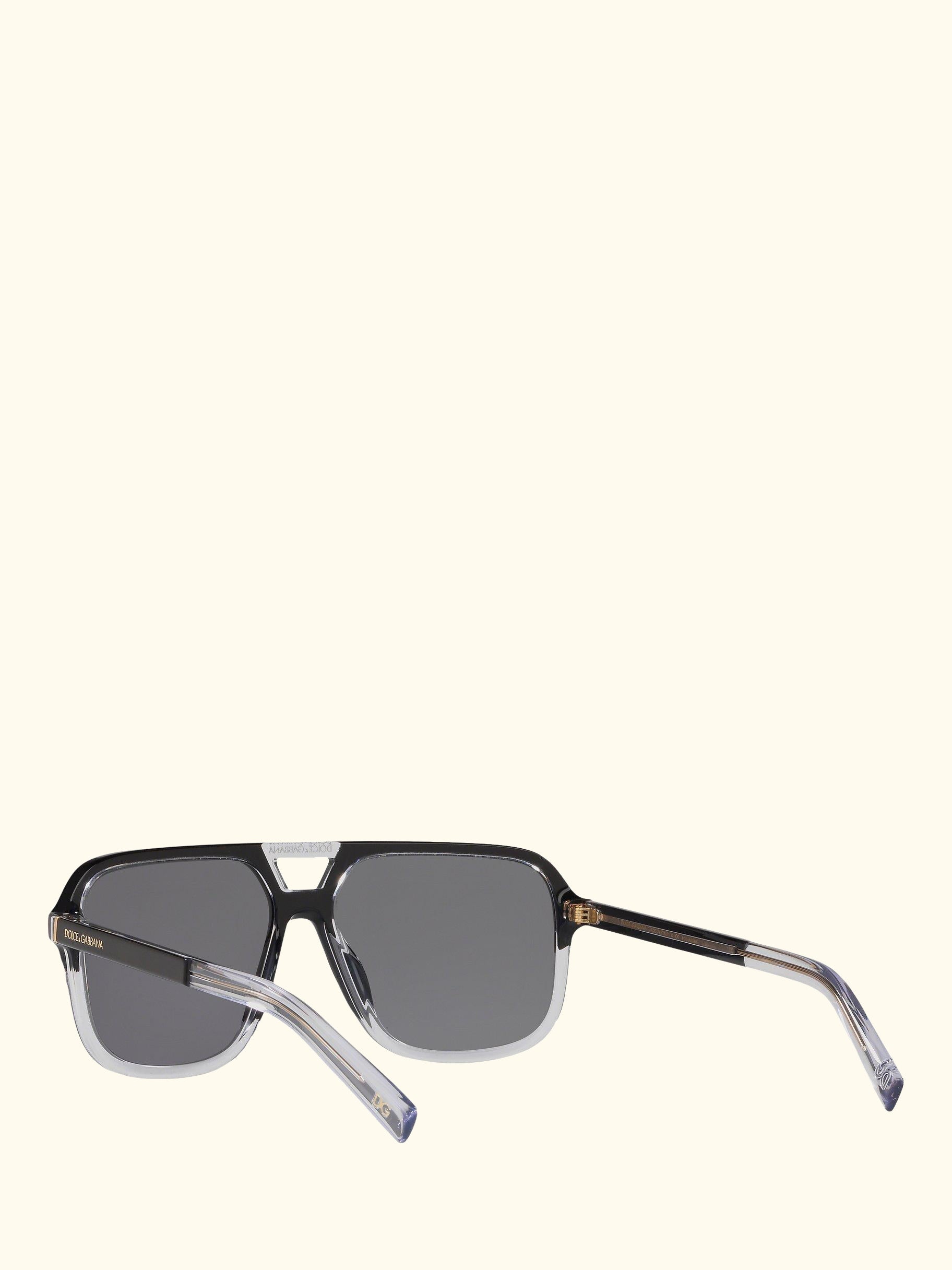 DG4354 Men's Polarised Square Sunglasses, Black Clear/Grey