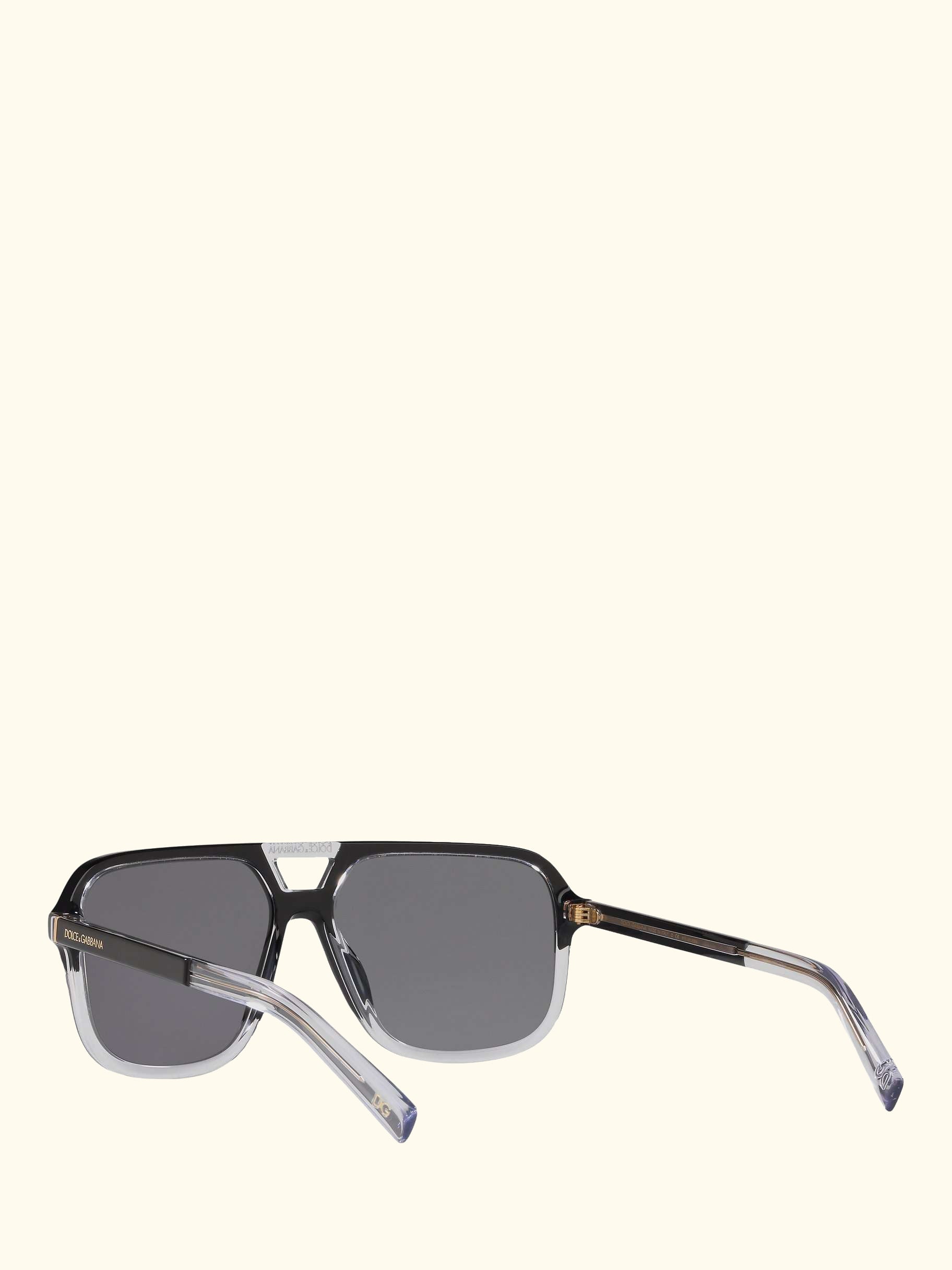 DG4354 Men's Polarised Square Sunglasses, Black Clear/Grey