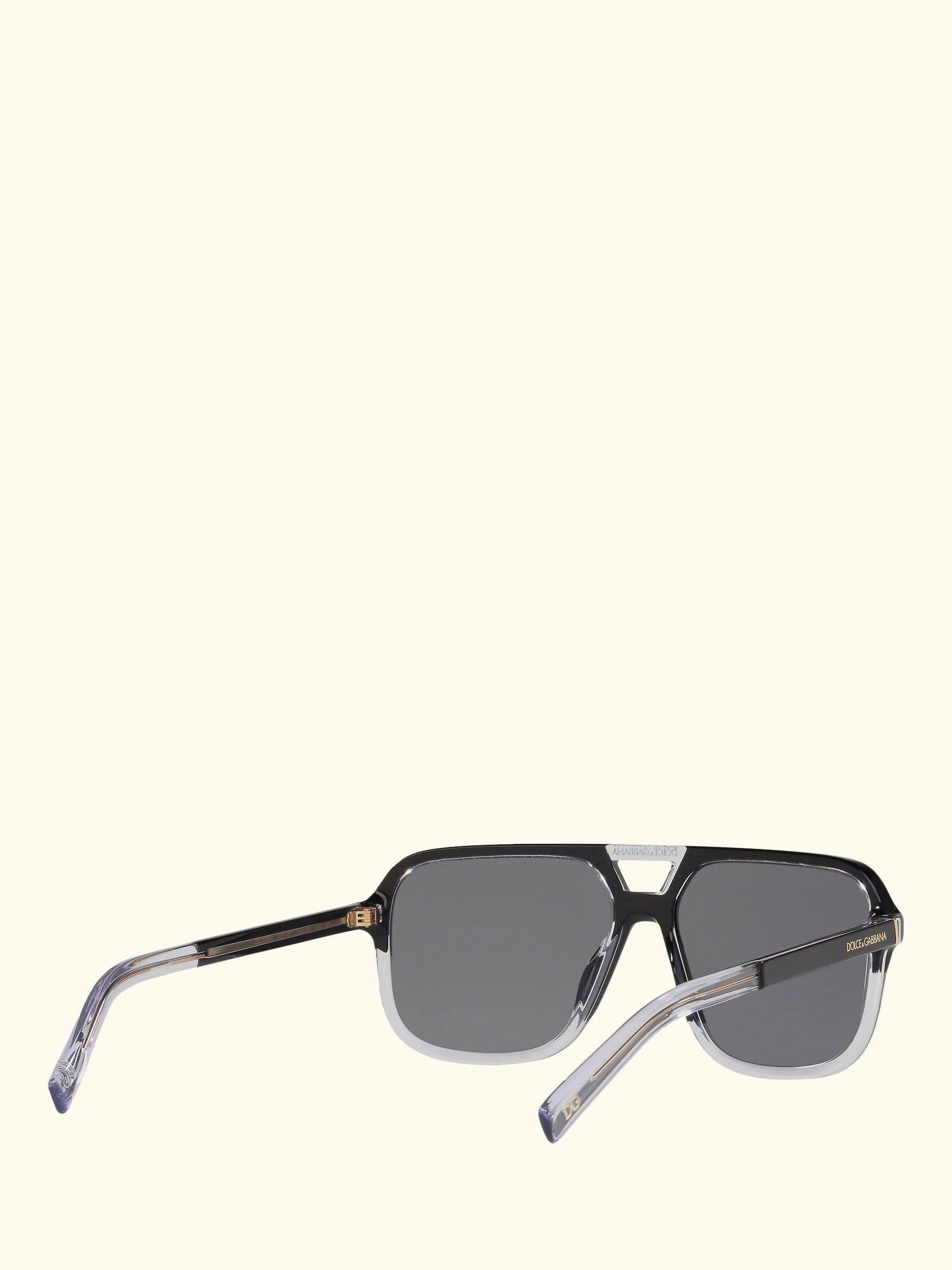 DG4354 Men's Polarised Square Sunglasses, Black Clear/Grey