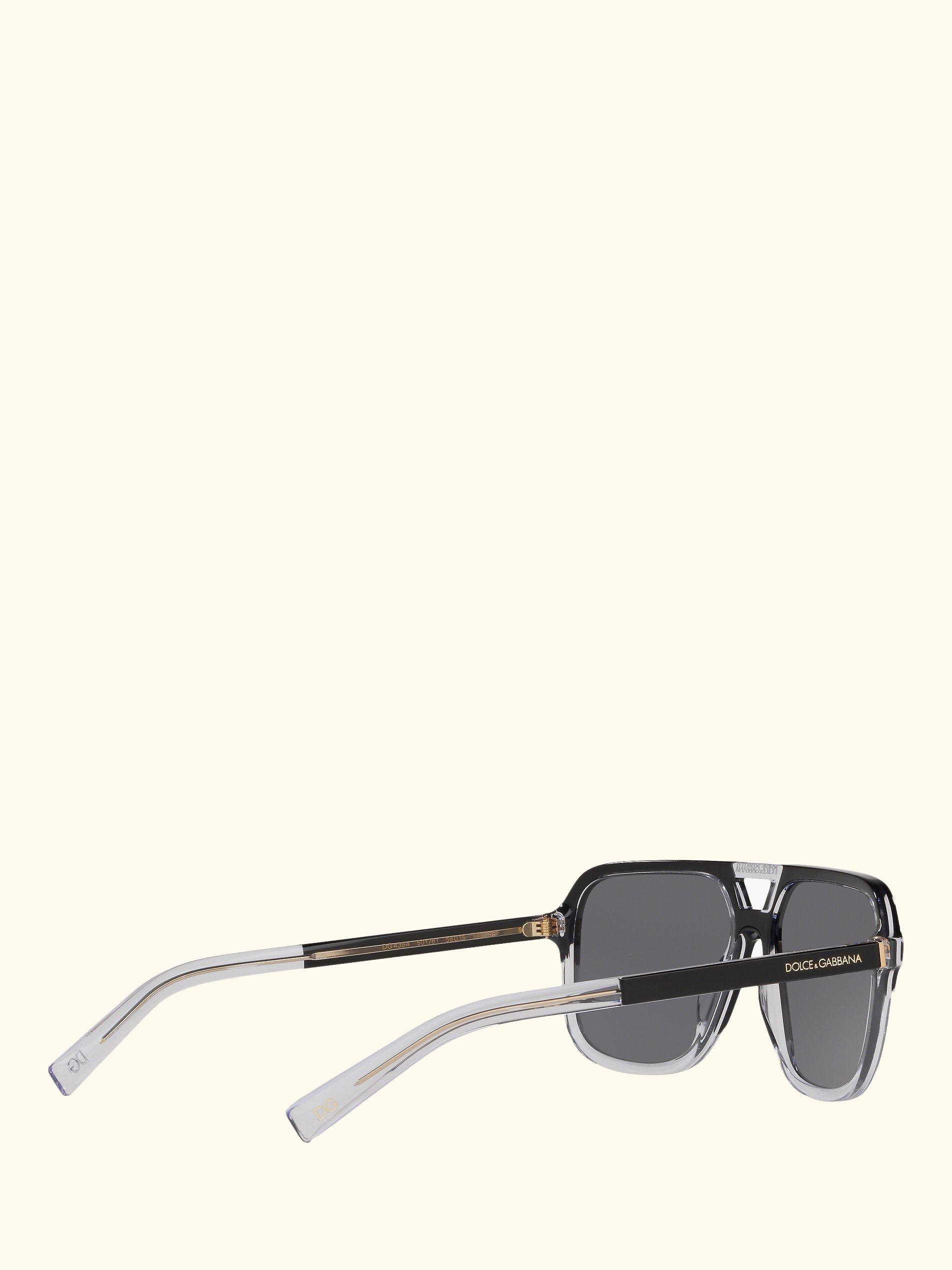DG4354 Men's Polarised Square Sunglasses, Black Clear/Grey
