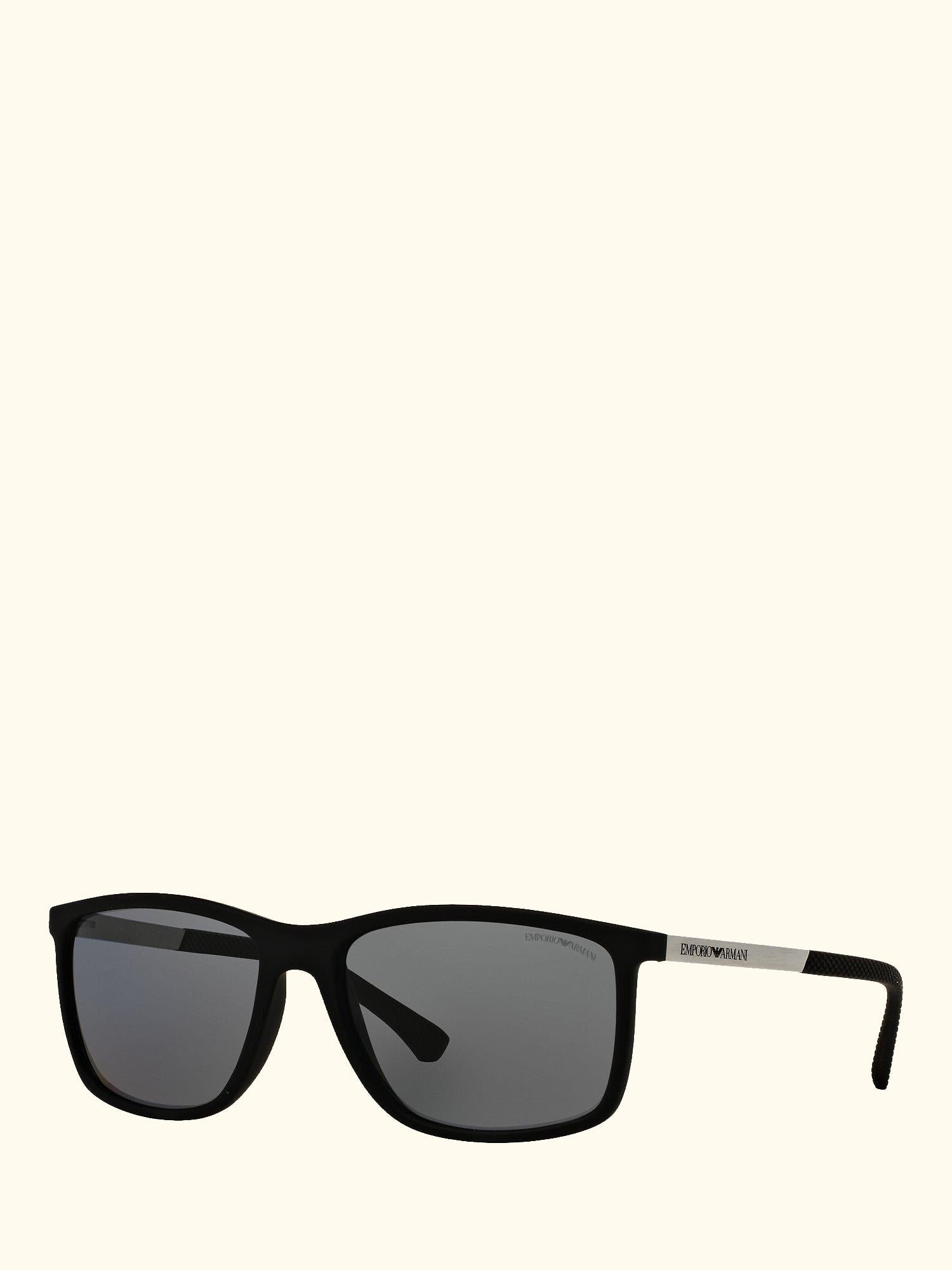 EA4058 Women's Polarised Rectangular Sunglasses, Matte Black/Grey