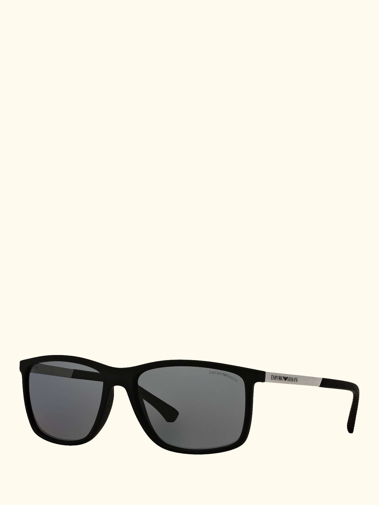 EA4058 Women's Polarised Rectangular Sunglasses, Matte Black/Grey