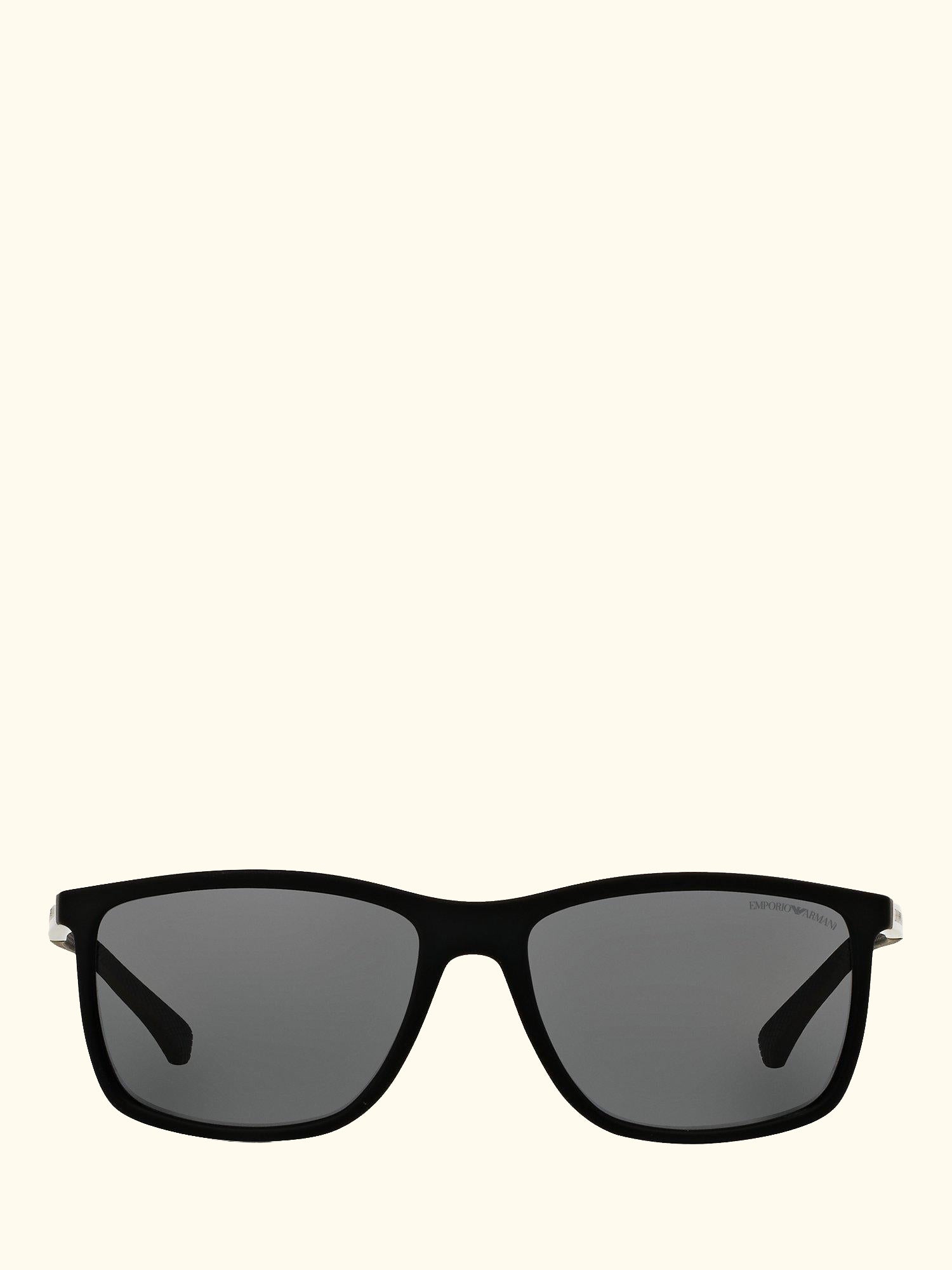 EA4058 Women's Polarised Rectangular Sunglasses, Matte Black/Grey