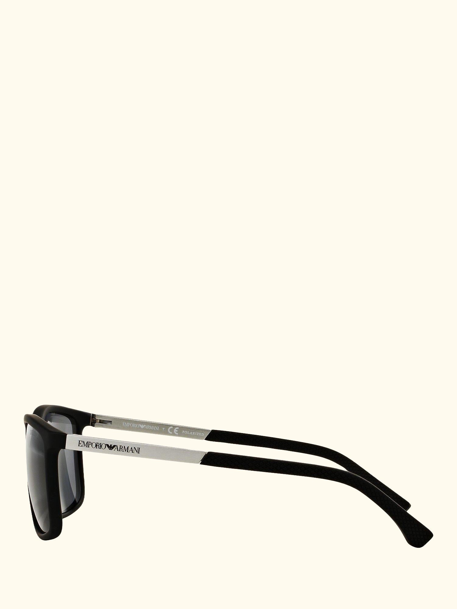 EA4058 Women's Polarised Rectangular Sunglasses, Matte Black/Grey