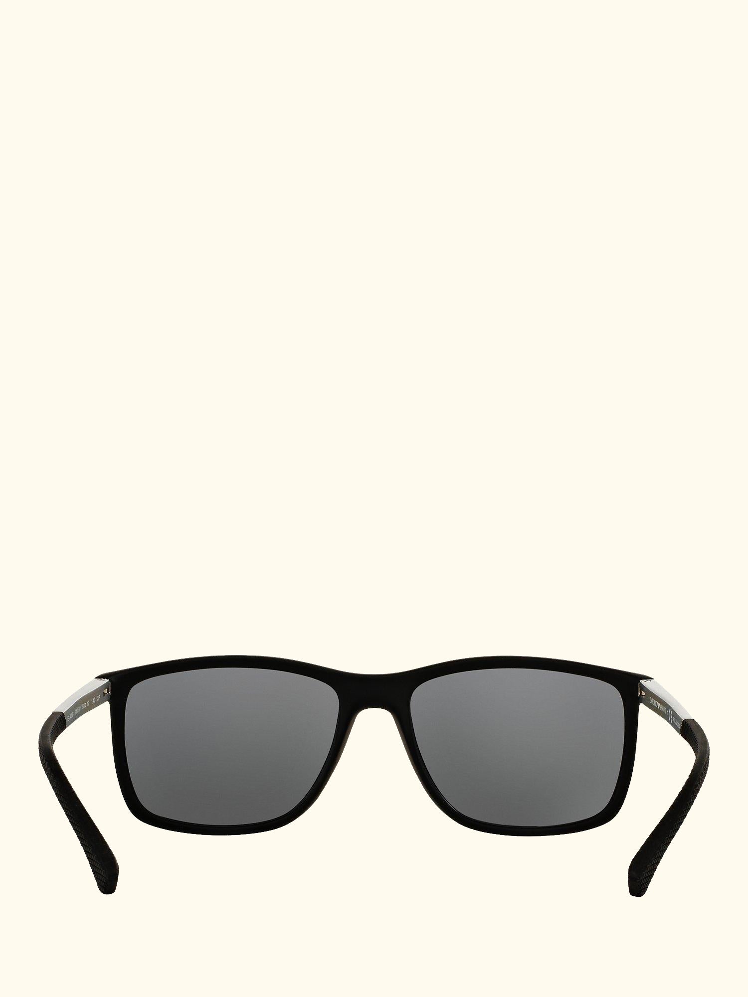 EA4058 Women's Polarised Rectangular Sunglasses, Matte Black/Grey