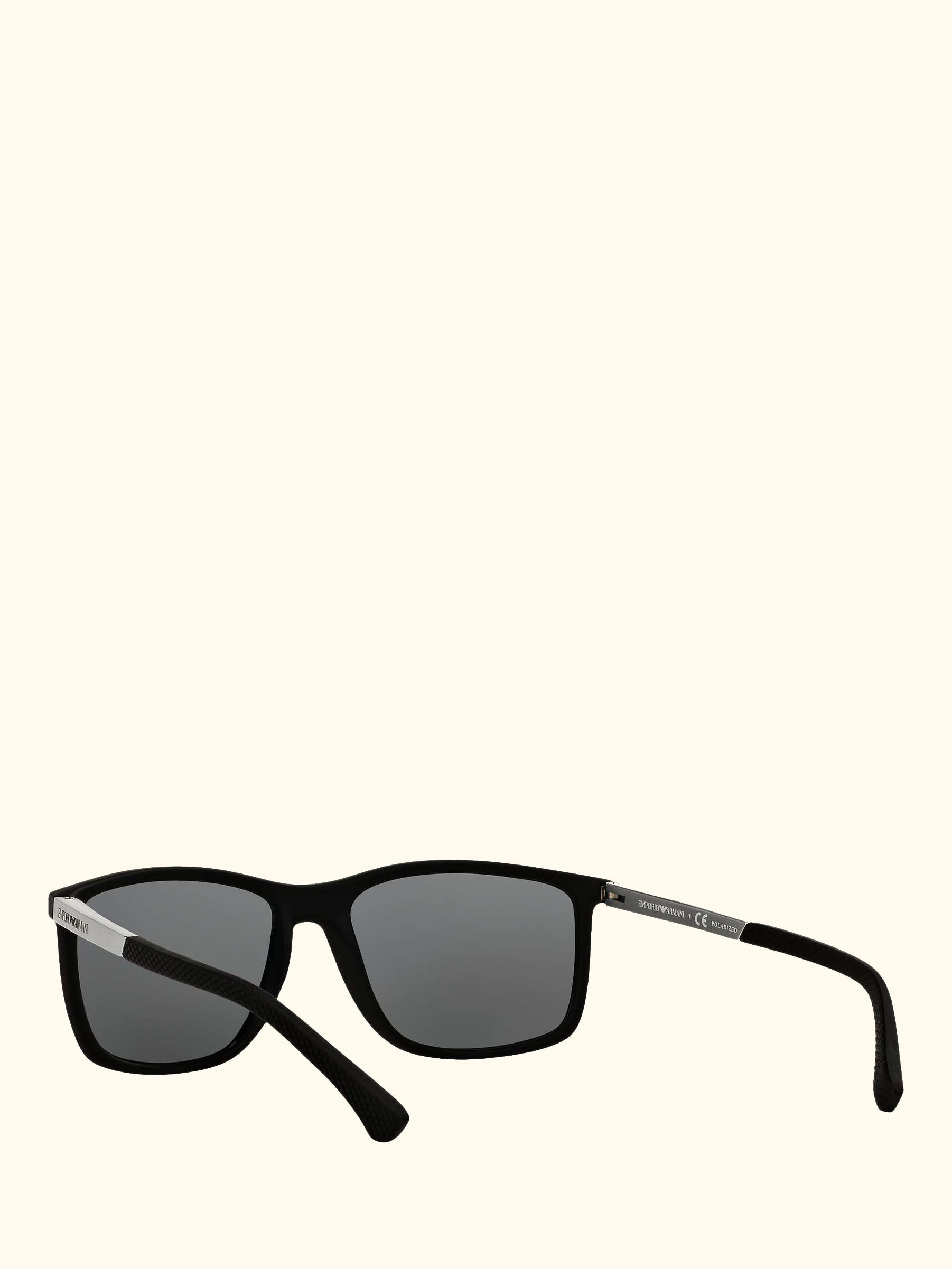EA4058 Women's Polarised Rectangular Sunglasses, Matte Black/Grey