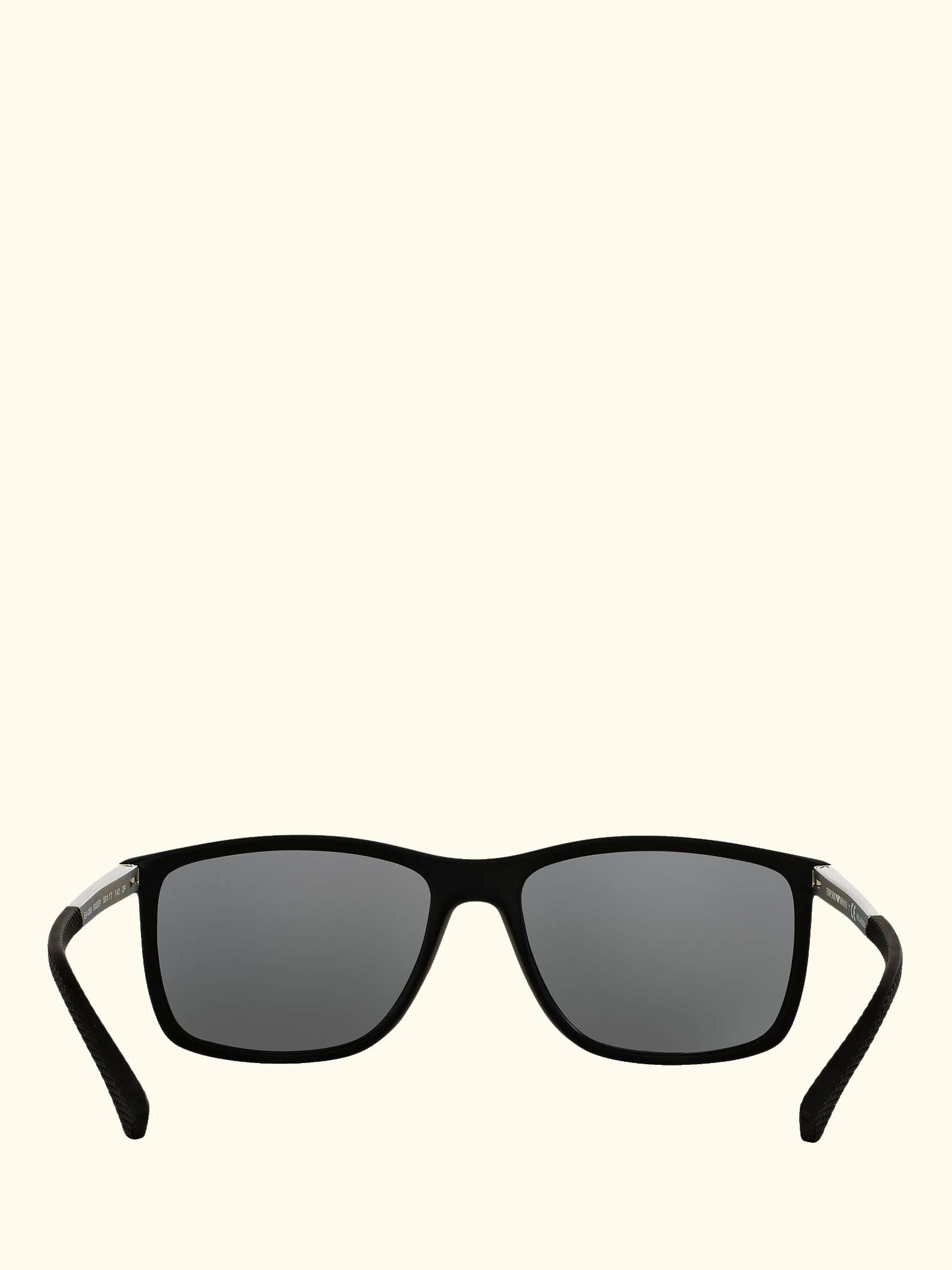 EA4058 Women's Polarised Rectangular Sunglasses, Matte Black/Grey
