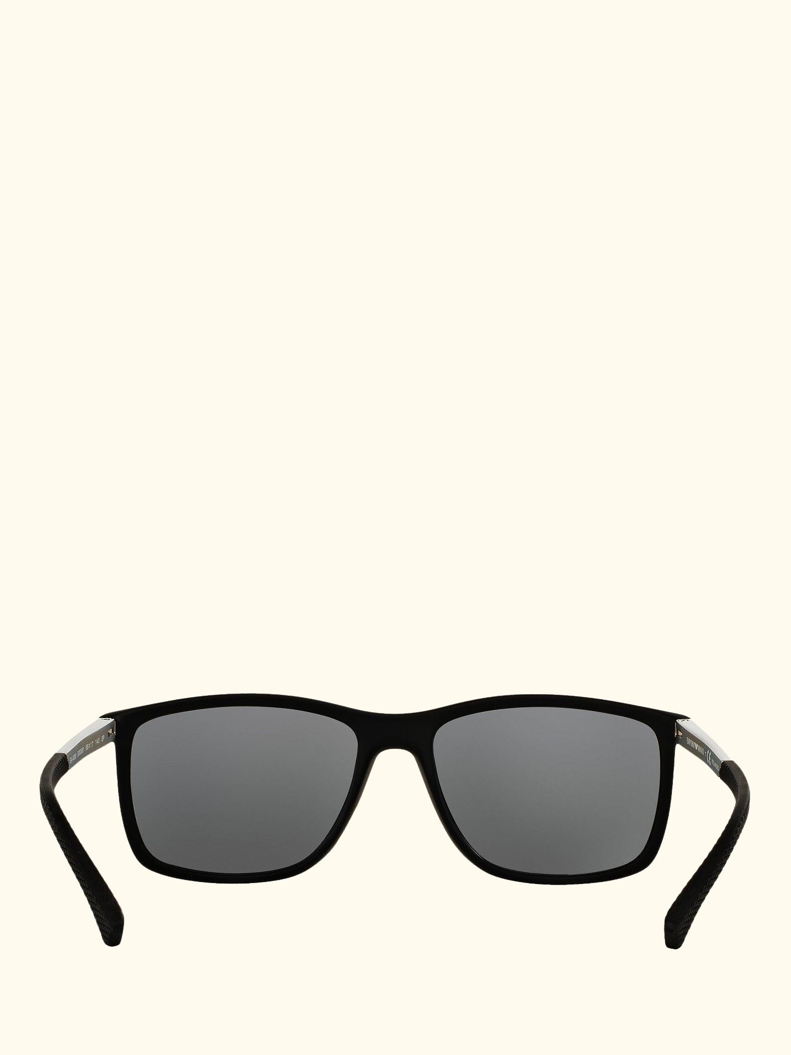 EA4058 Women's Polarised Rectangular Sunglasses, Matte Black/Grey