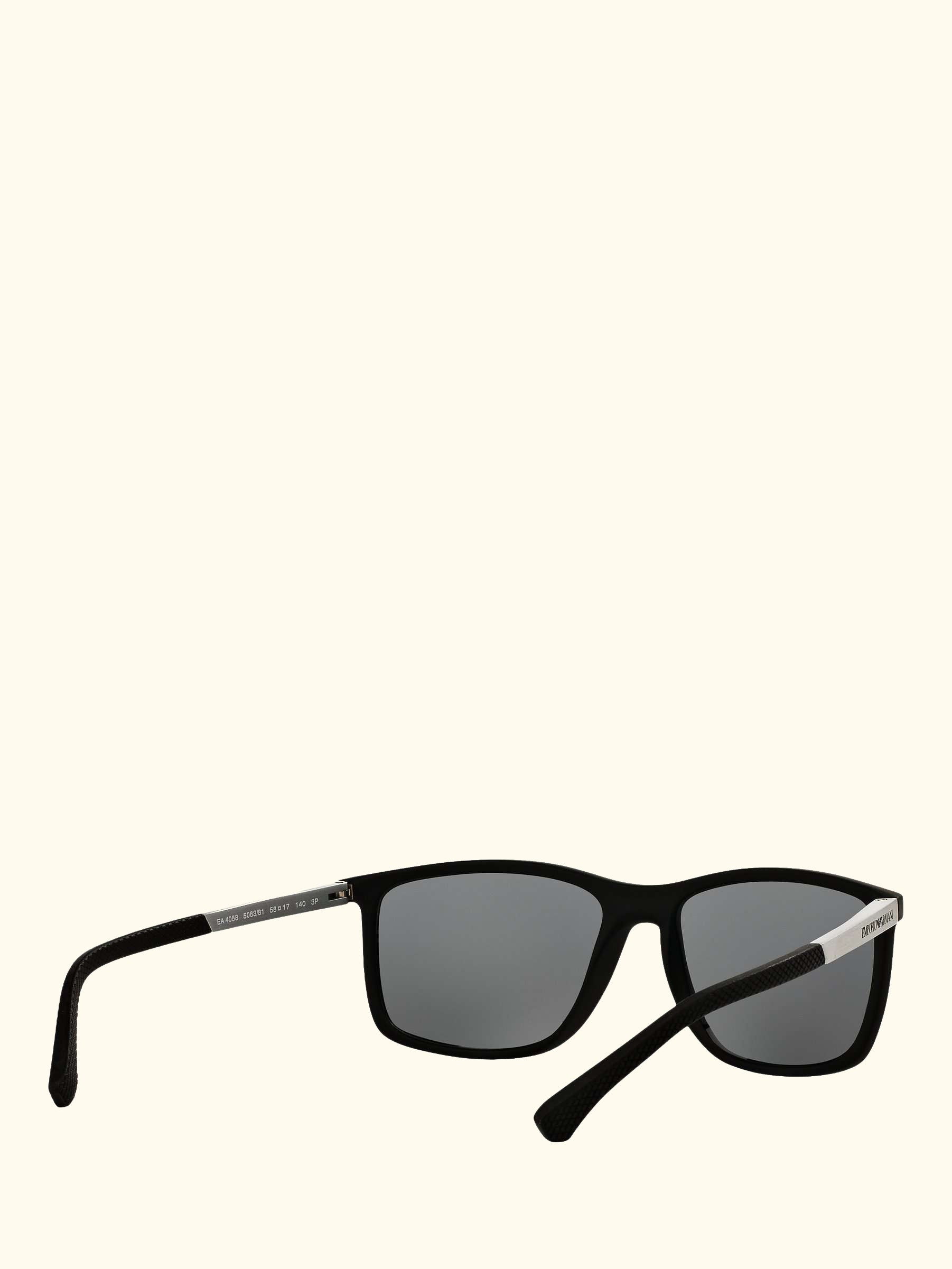 EA4058 Women's Polarised Rectangular Sunglasses, Matte Black/Grey