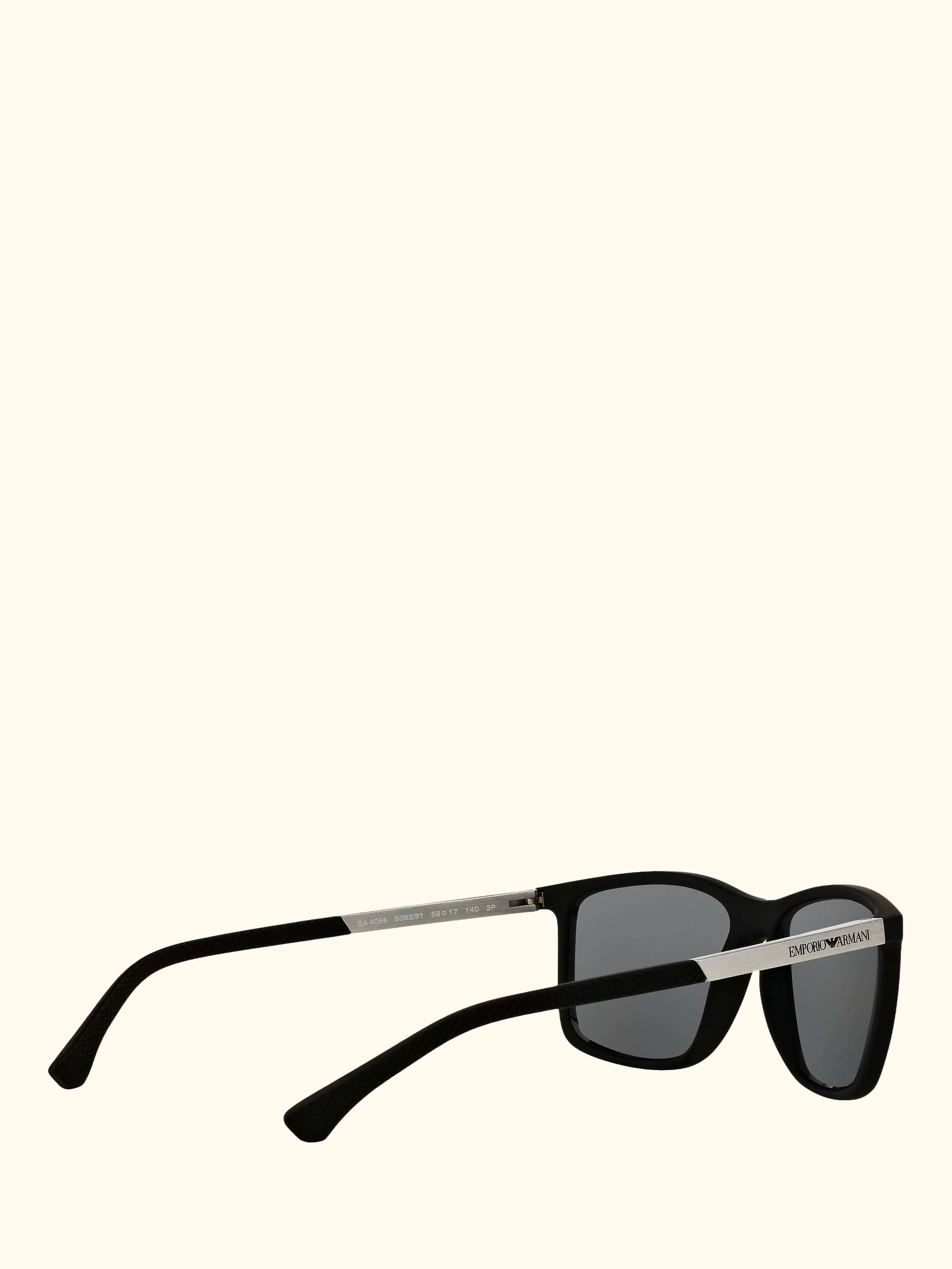 EA4058 Women's Polarised Rectangular Sunglasses, Matte Black/Grey