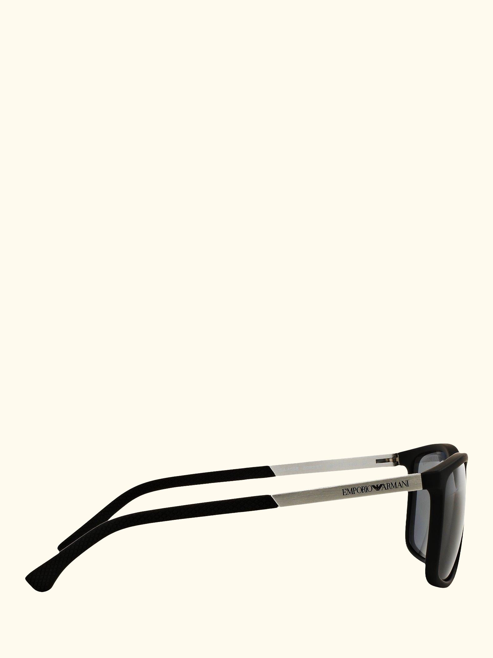 EA4058 Women's Polarised Rectangular Sunglasses, Matte Black/Grey