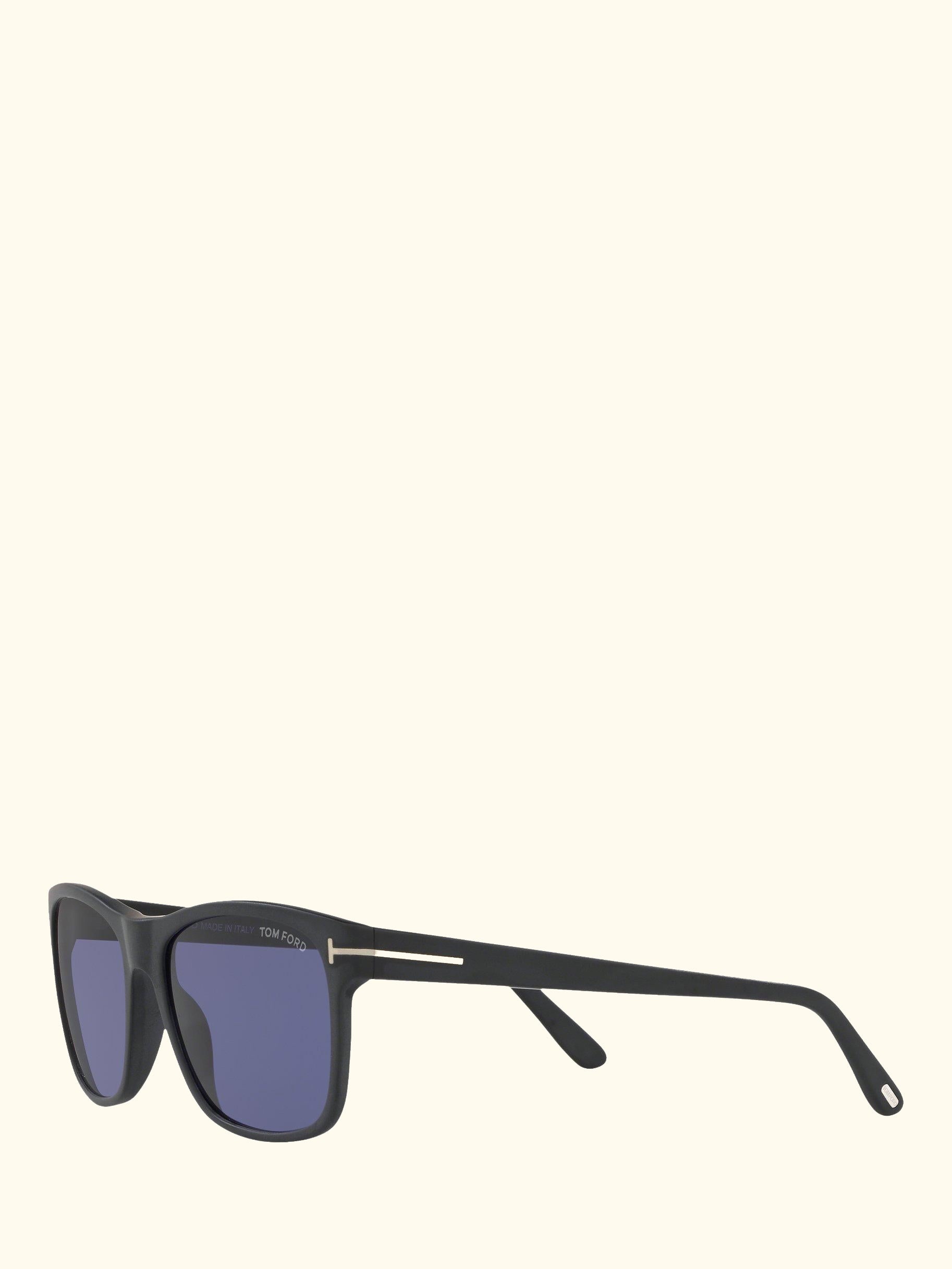 FT0698 Men's Giulio Polarised Square Sunglasses, Matte Black/Blue