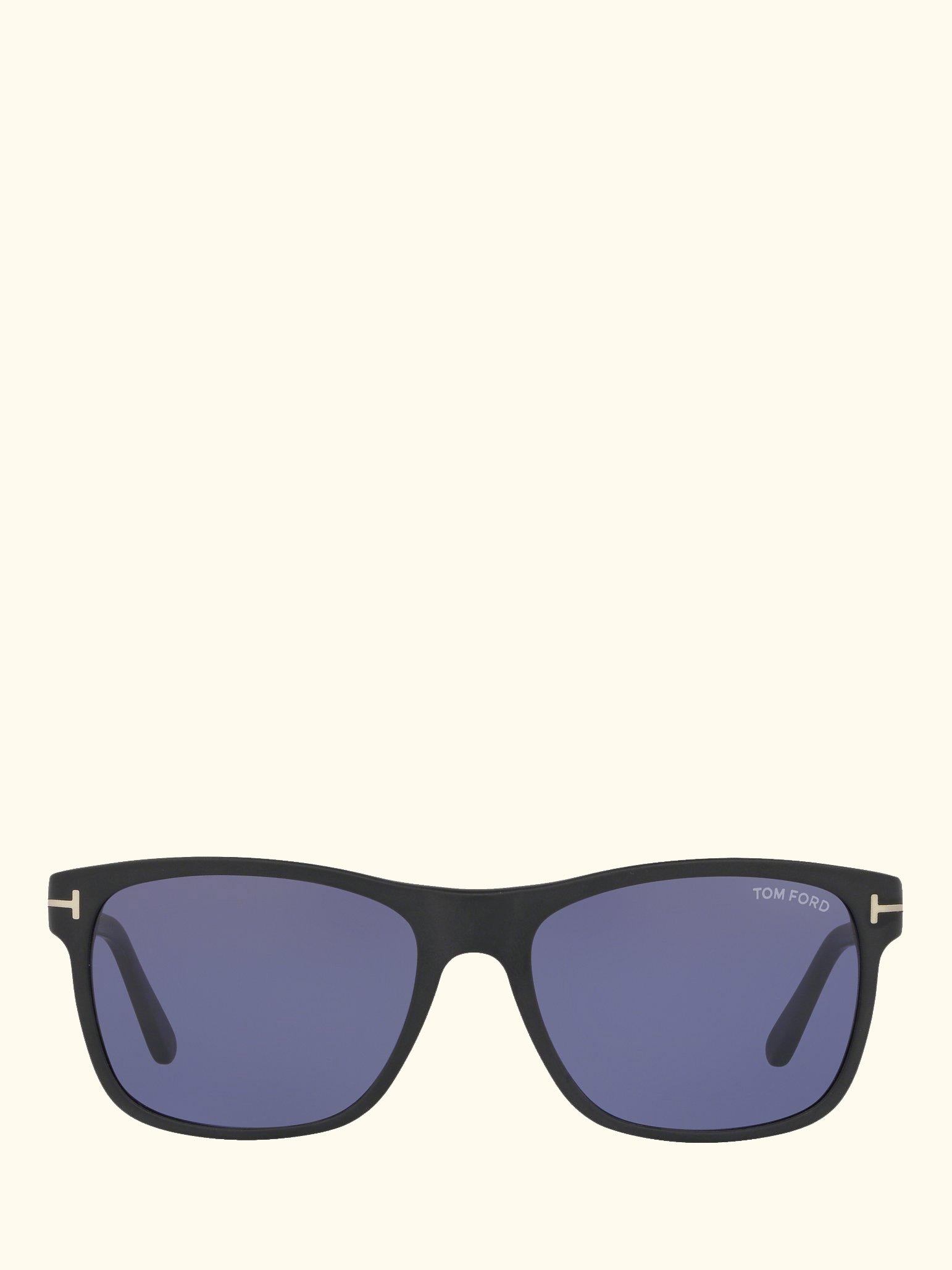 FT0698 Men's Giulio Polarised Square Sunglasses, Matte Black/Blue