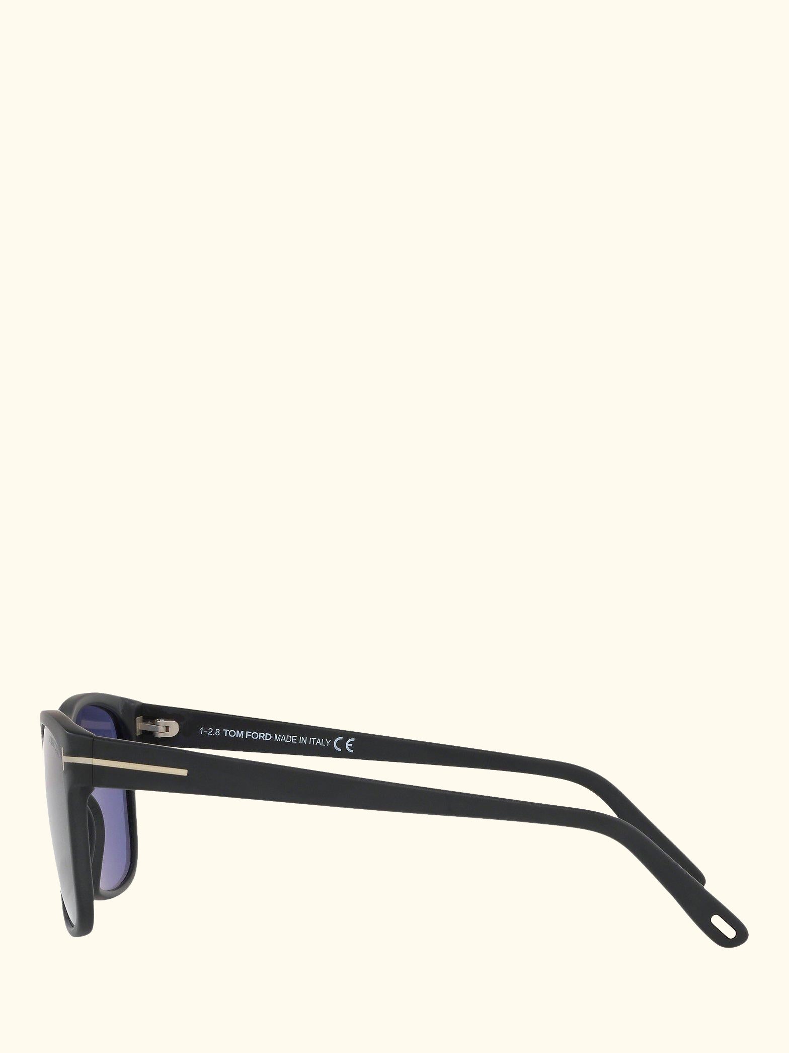 FT0698 Men's Giulio Polarised Square Sunglasses, Matte Black/Blue