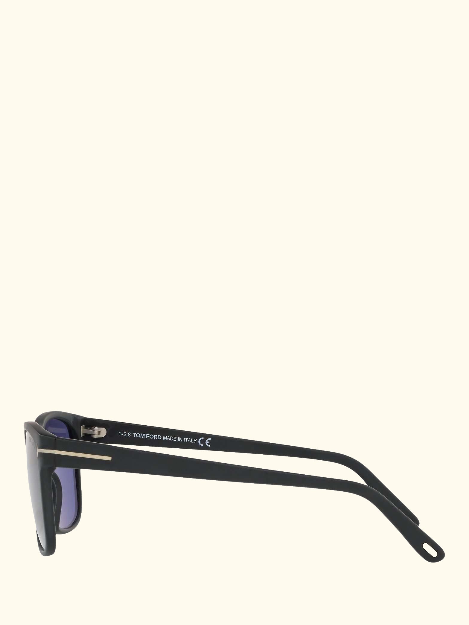 FT0698 Men's Giulio Polarised Square Sunglasses, Matte Black/Blue