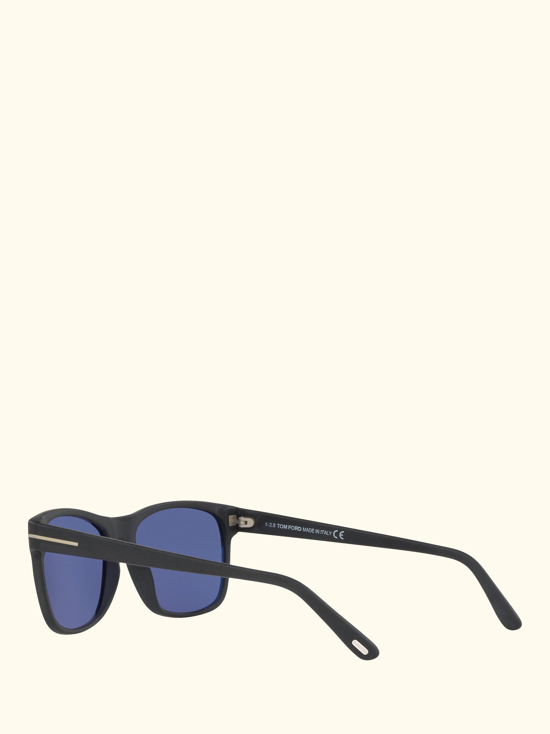 FT0698 Men's Giulio Polarised Square Sunglasses, Matte Black/Blue