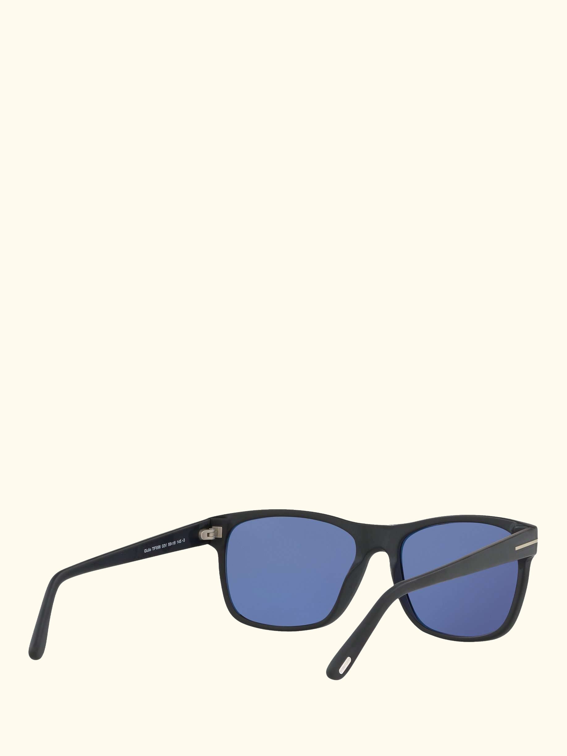 FT0698 Men's Giulio Polarised Square Sunglasses, Matte Black/Blue